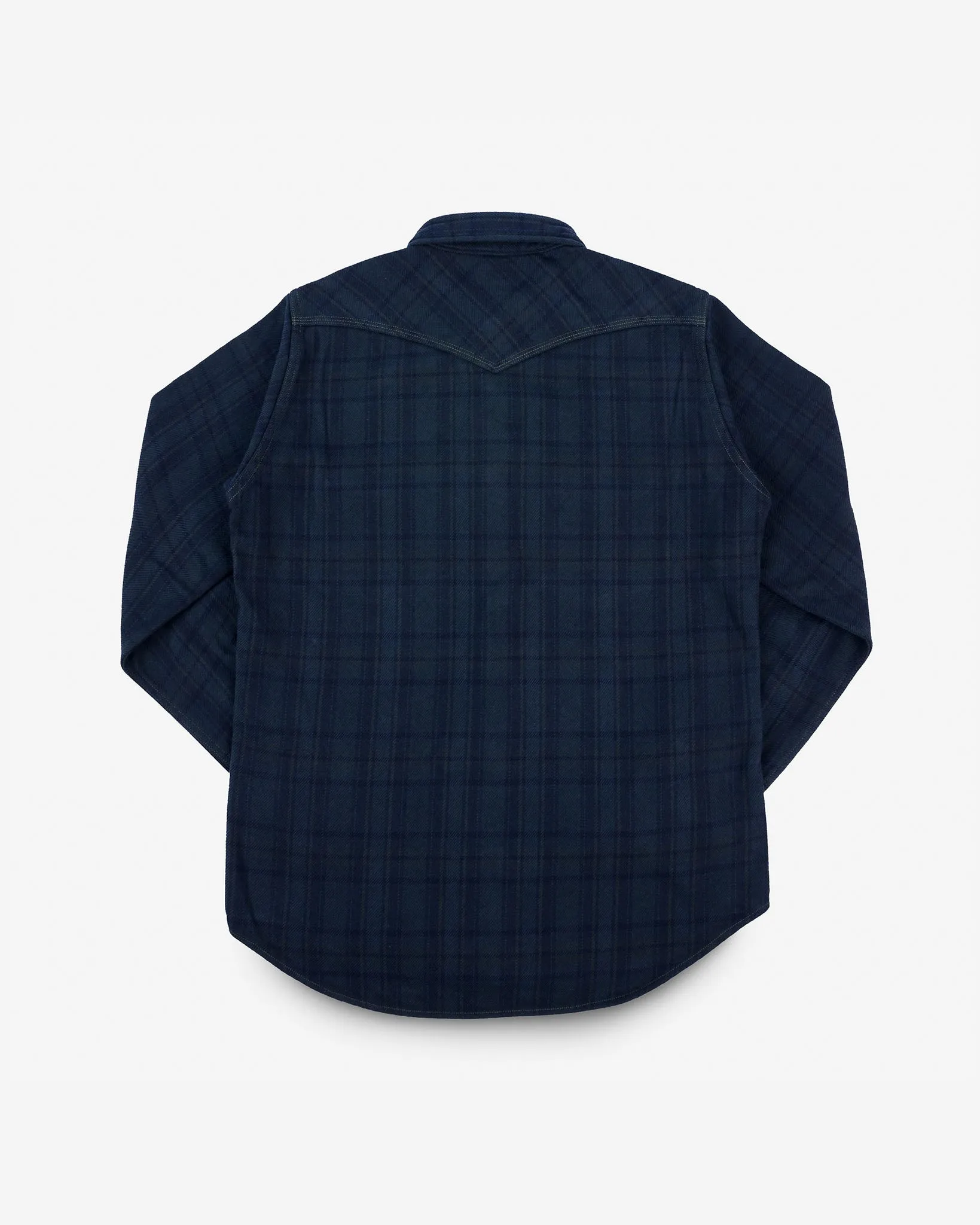 Ultra Heavy Flannel Tartan Check Western Shirt - Green Overdyed Black sold by Iron Heart product image thumbnail 4