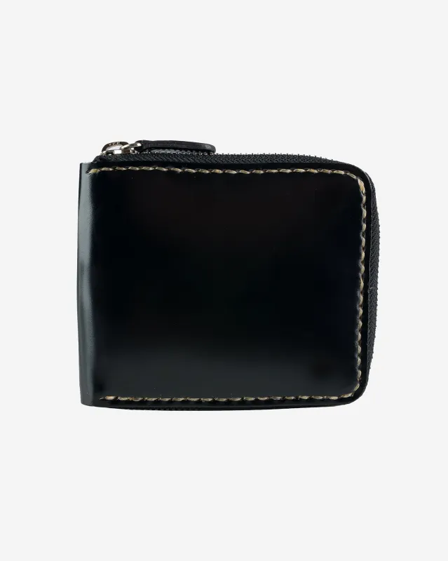 Zip-Secured Shell Cordovan Wallet - Black sold by Iron Heart