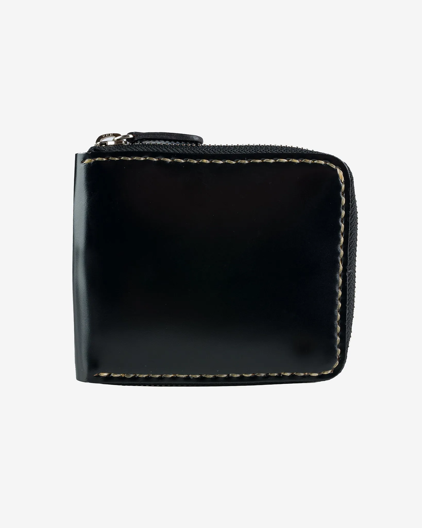 Zip-Secured Shell Cordovan Wallet - Black sold by Iron Heart