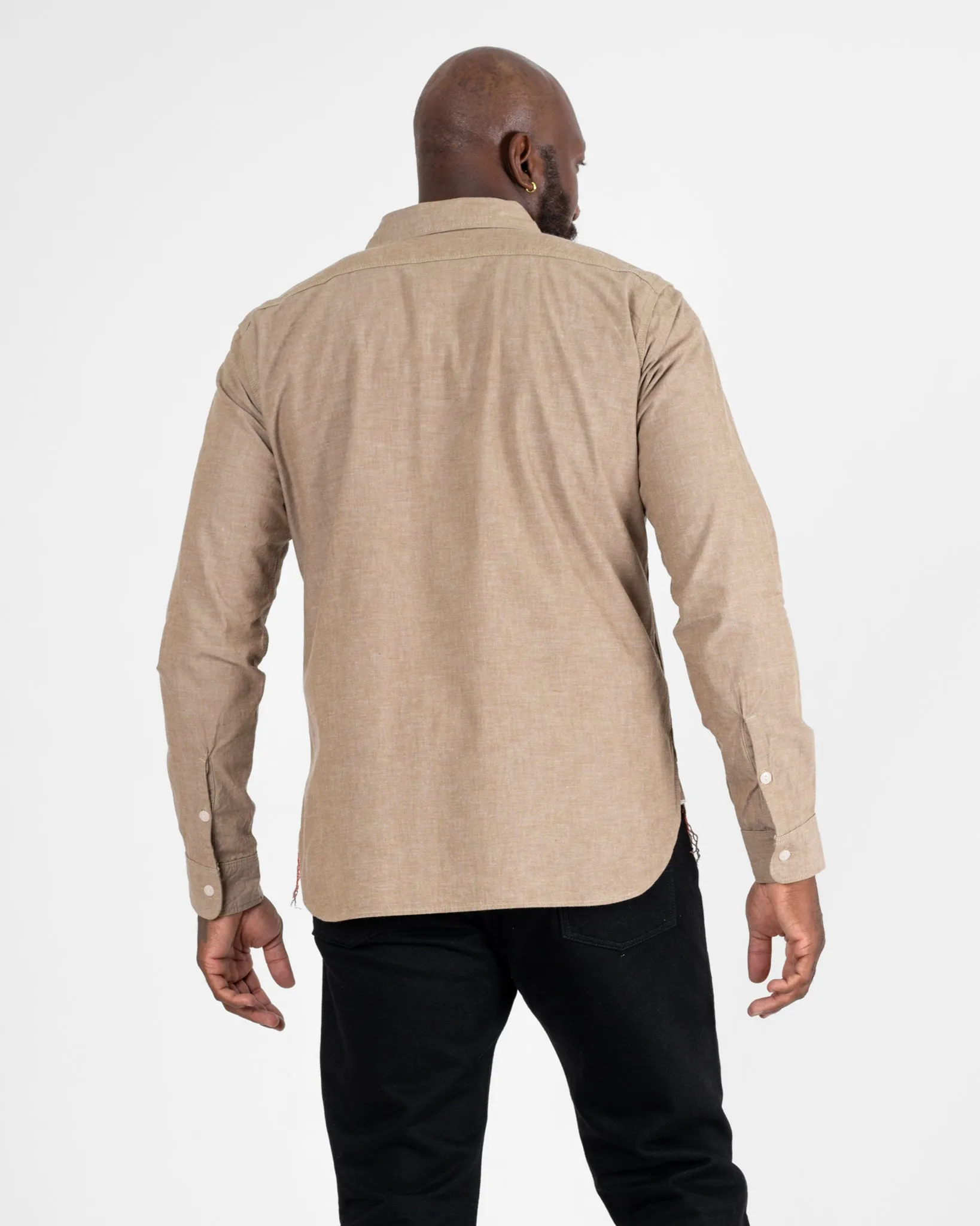 10oz Selvedge Chambray Work Shirt - Khaki sold by Iron Heart product image thumbnail 3