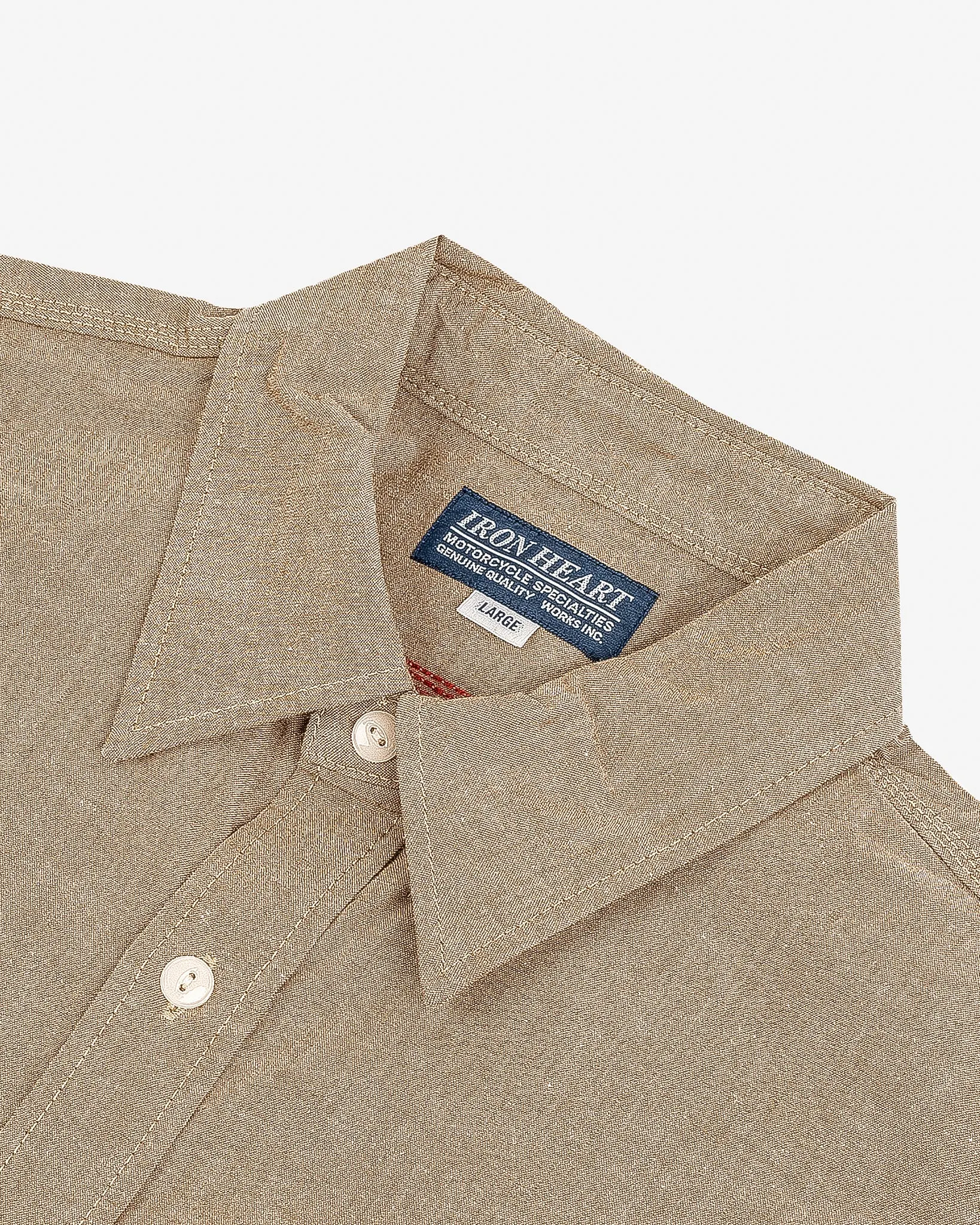 10oz Selvedge Chambray Work Shirt - Khaki sold by Iron Heart product image thumbnail 5