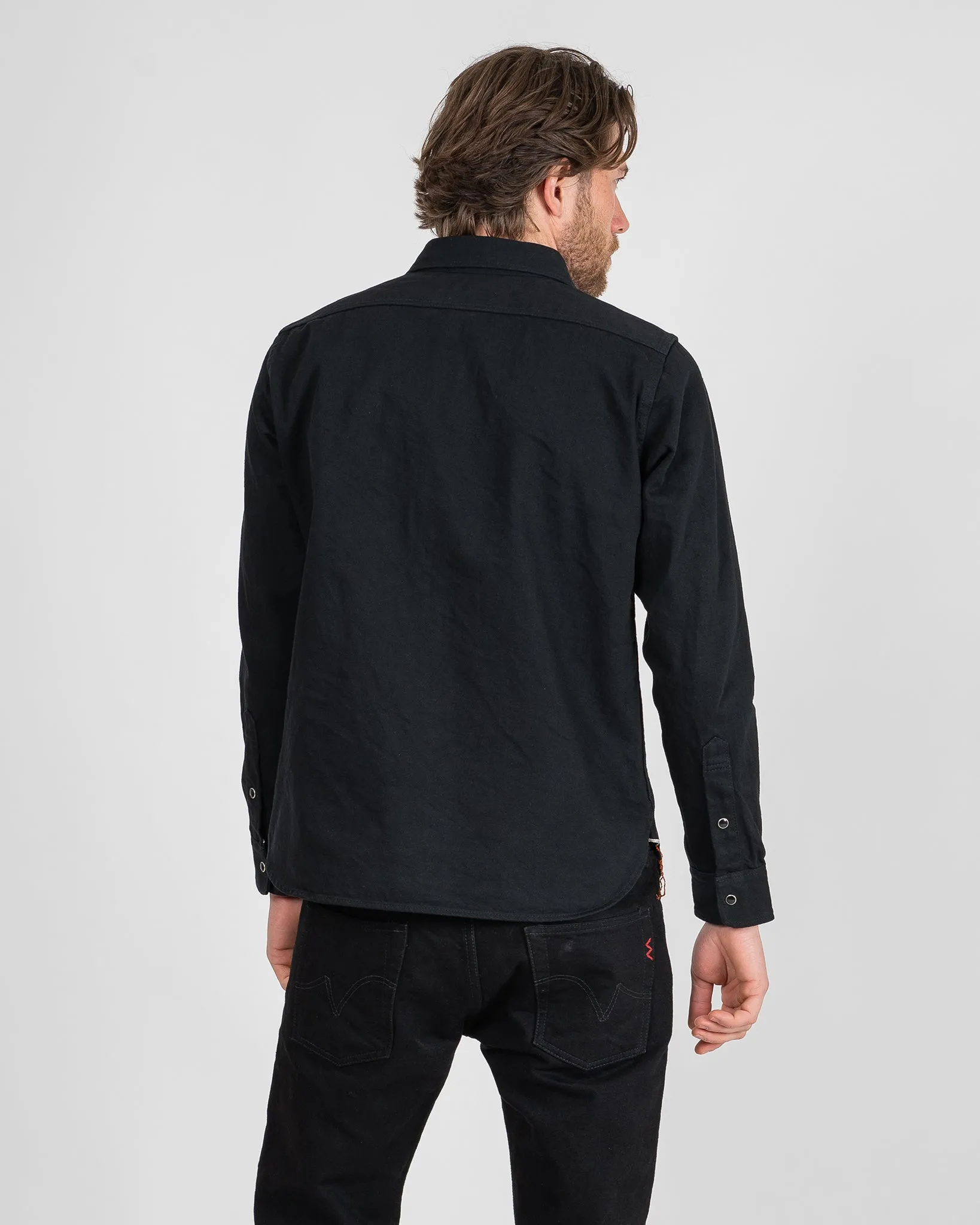 12oz Selvedge Denim Work Shirt With Snaps - Superblack sold by Iron Heart product image thumbnail 3
