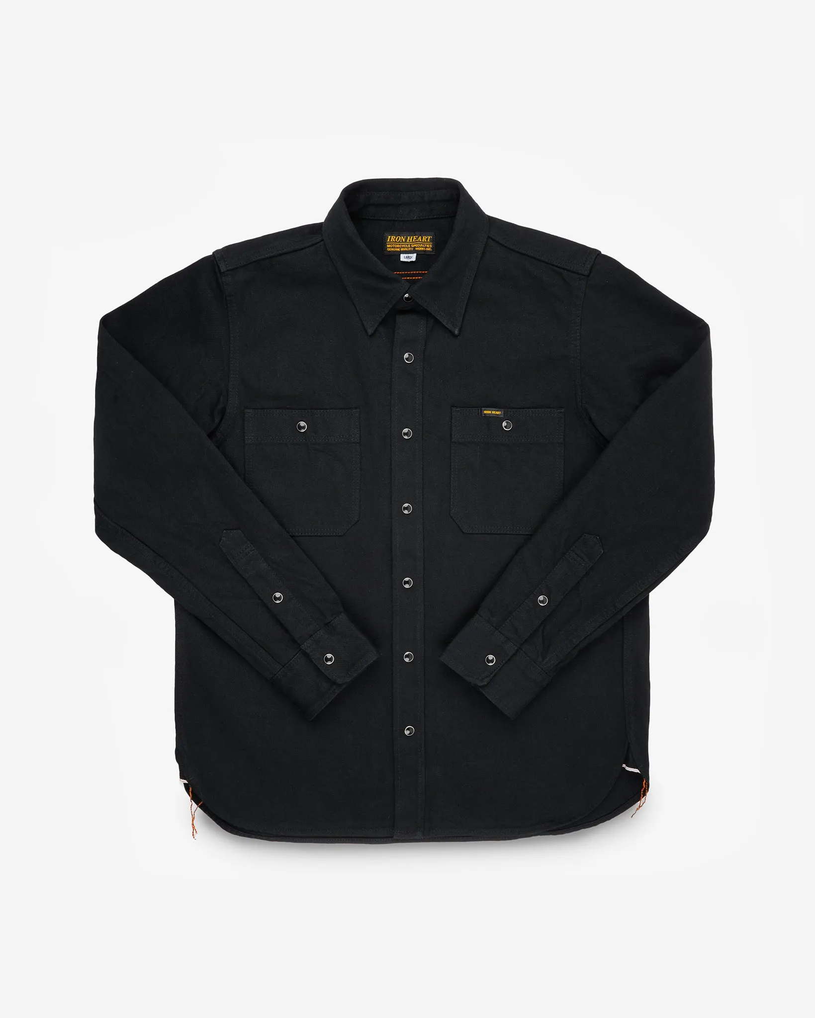 12oz Selvedge Denim Work Shirt With Snaps - Superblack sold by Iron Heart