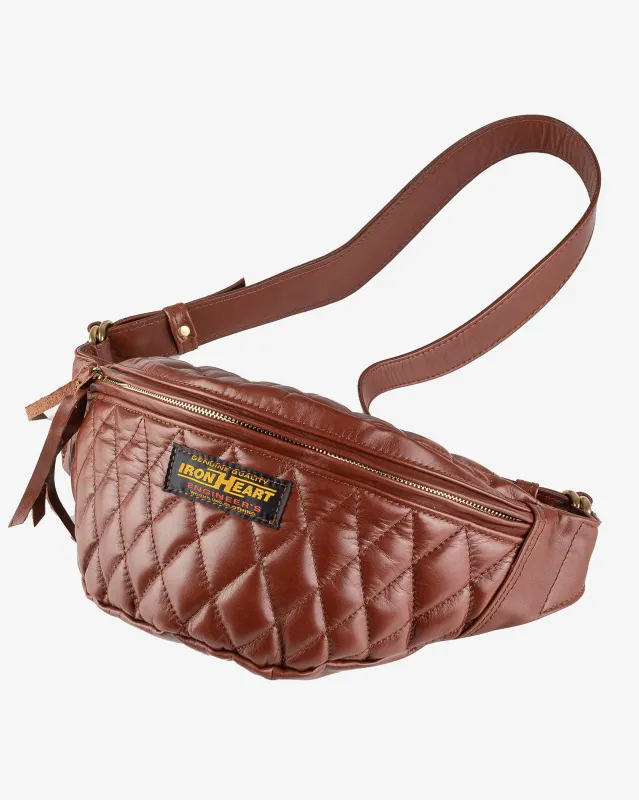 Diamond Stitched Leather Waist Bag - Brown sold by Iron Heart