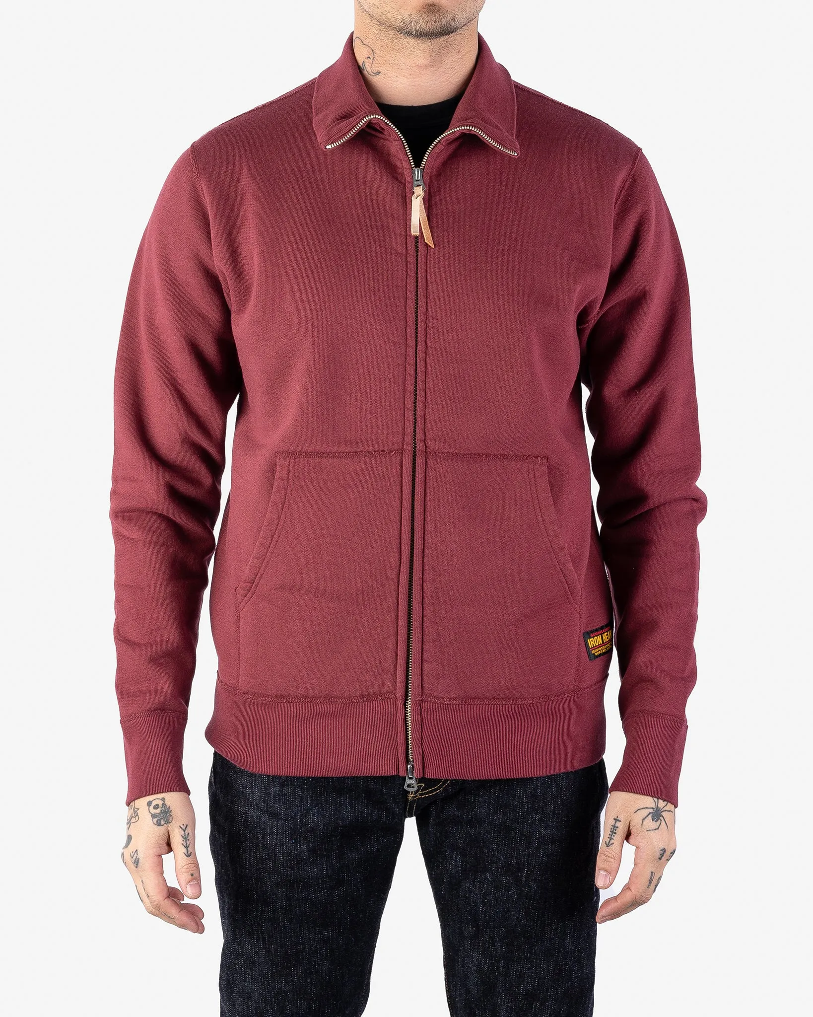 14oz Ultra Heavyweight Loopwheel Cotton Zip Up Sweater - Burgundy sold by Iron Heart product image thumbnail 2