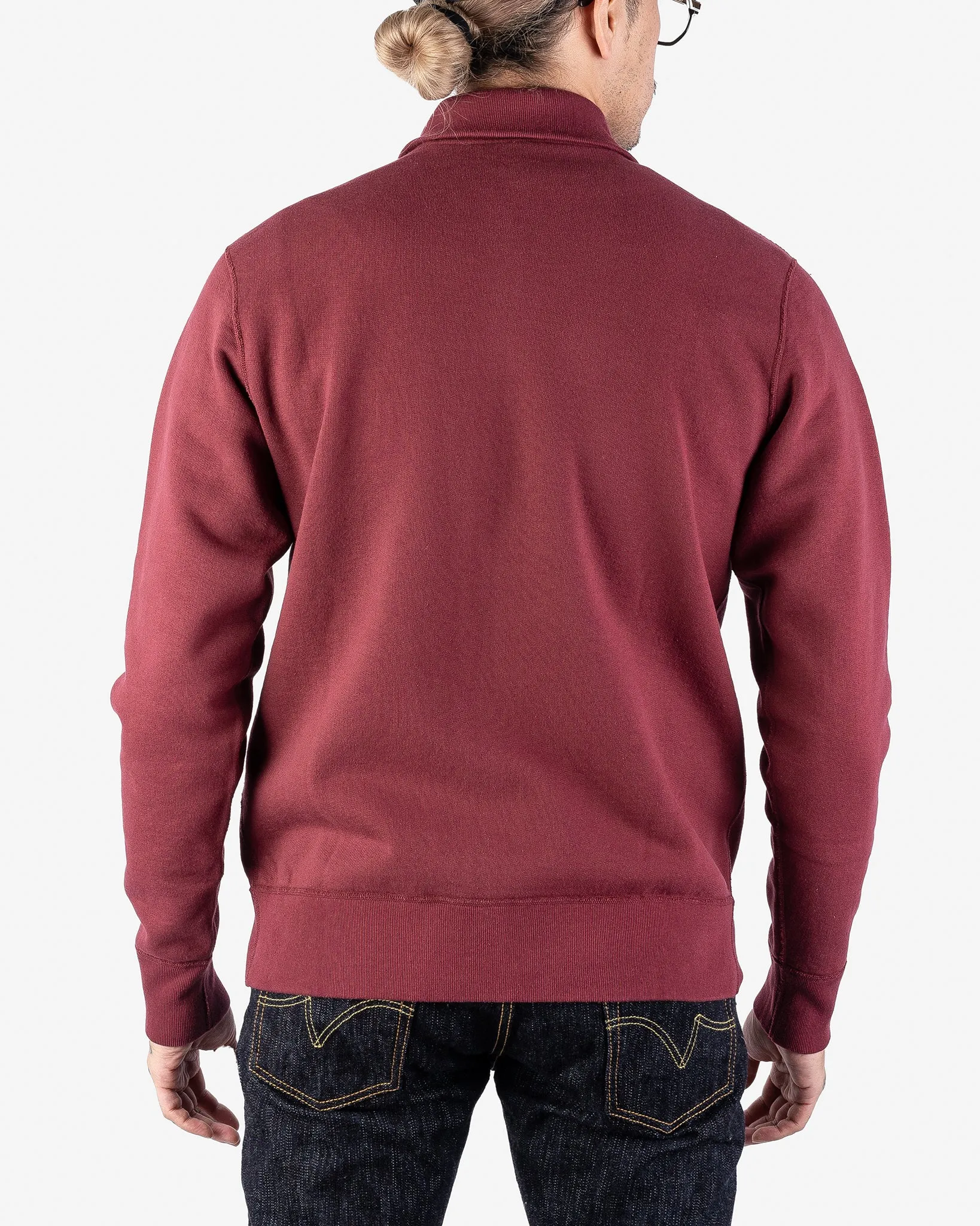 14oz Ultra Heavyweight Loopwheel Cotton Zip Up Sweater - Burgundy sold by Iron Heart product image thumbnail 3