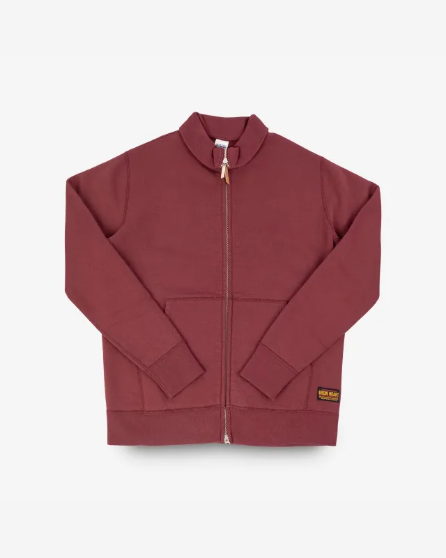 14oz Ultra Heavyweight Loopwheel Cotton Zip Up Sweater - Burgundy sold by Iron Heart