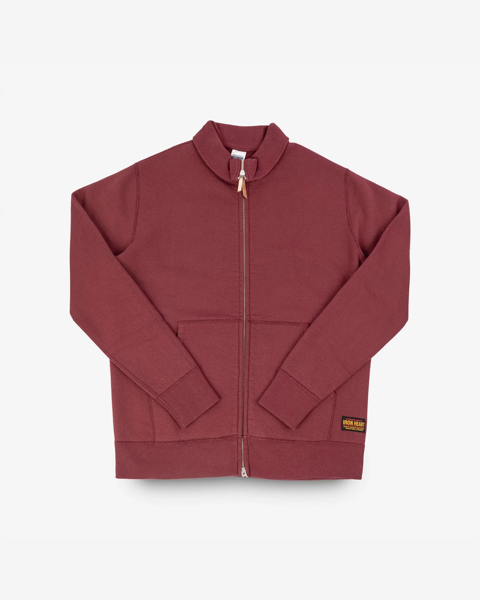 14oz Ultra Heavyweight Loopwheel Cotton Zip Up Sweater - Burgundy sold by Iron Heart