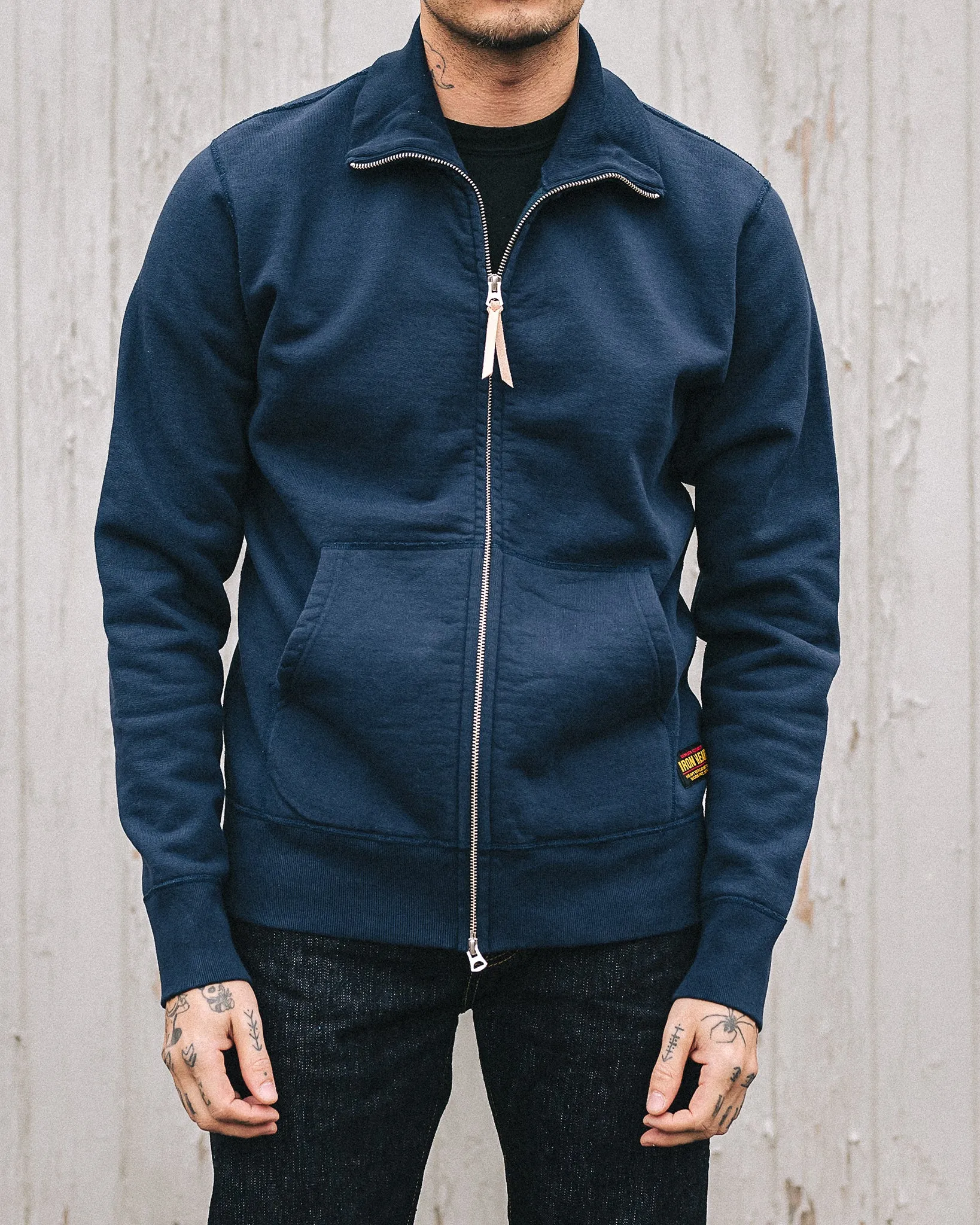14oz Ultra Heavyweight Loopwheel Cotton Zip Up Sweater - Navy sold by Iron Heart product image thumbnail 4