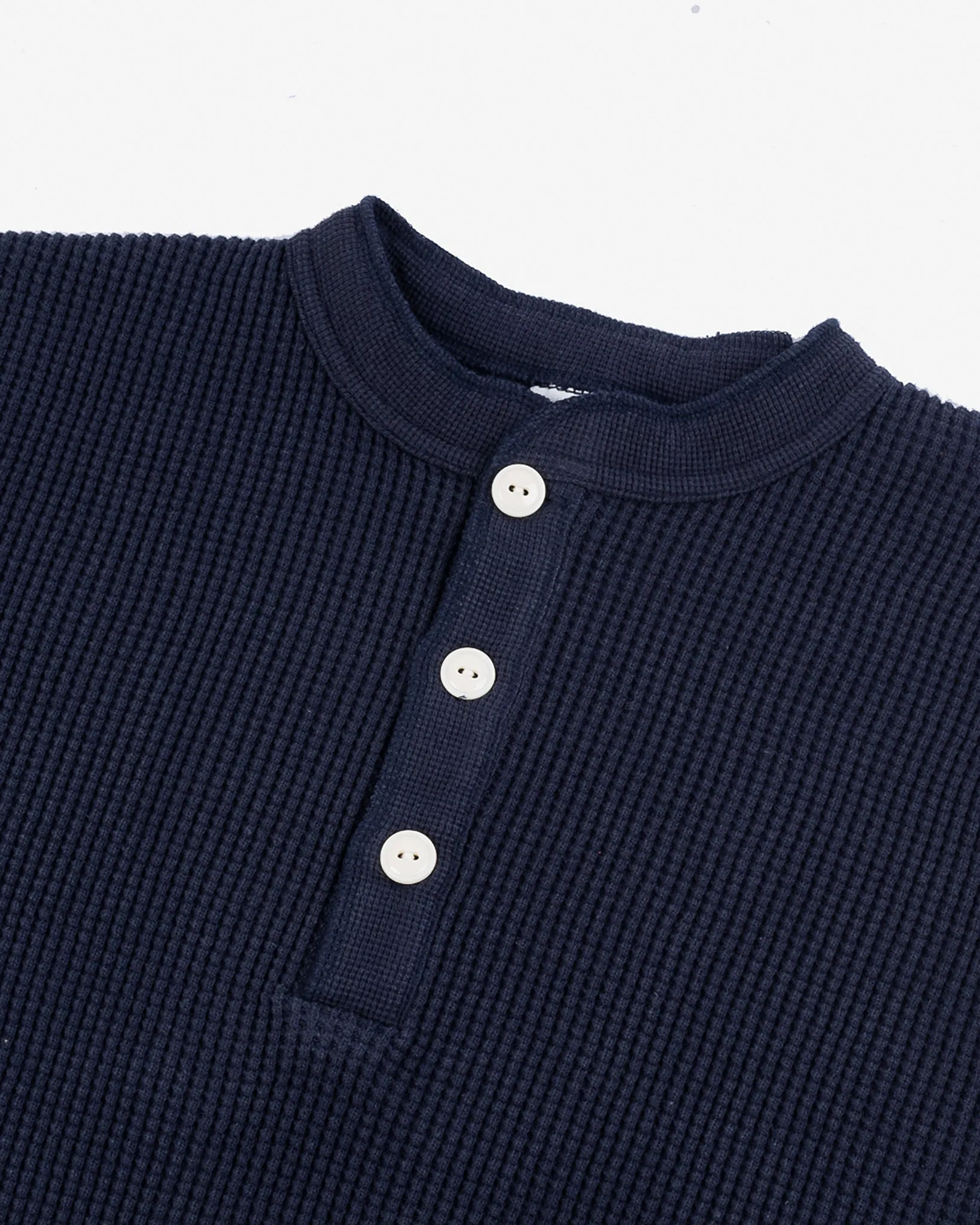 Waffle Knit Long Sleeved Thermal Henley - Navy sold by Iron Heart product image thumbnail 5