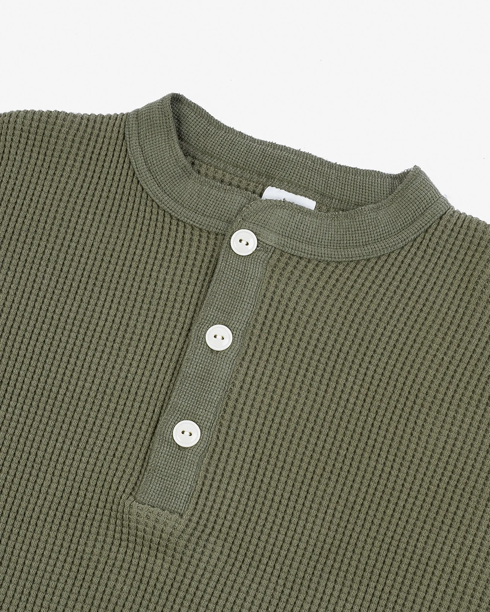 Waffle Knit Long Sleeved Thermal Henley - Olive sold by Iron Heart product image thumbnail 5