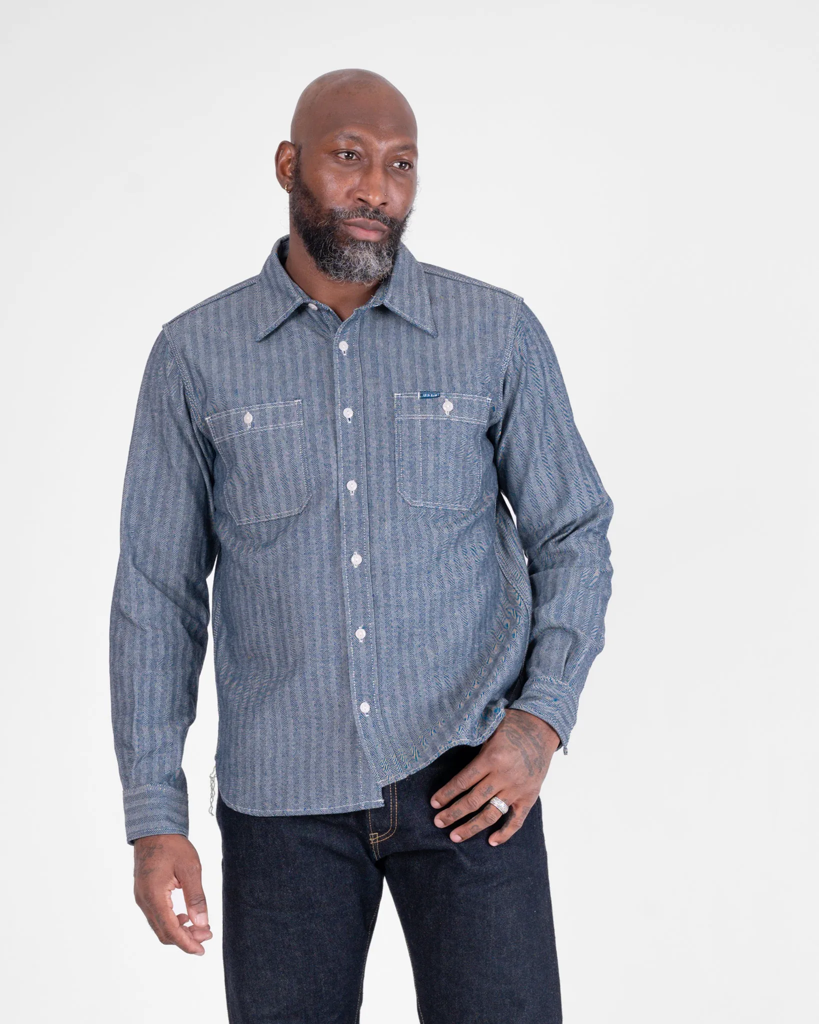 12oz Herringbone Work Shirt - Indigo sold by Iron Heart product image thumbnail 2