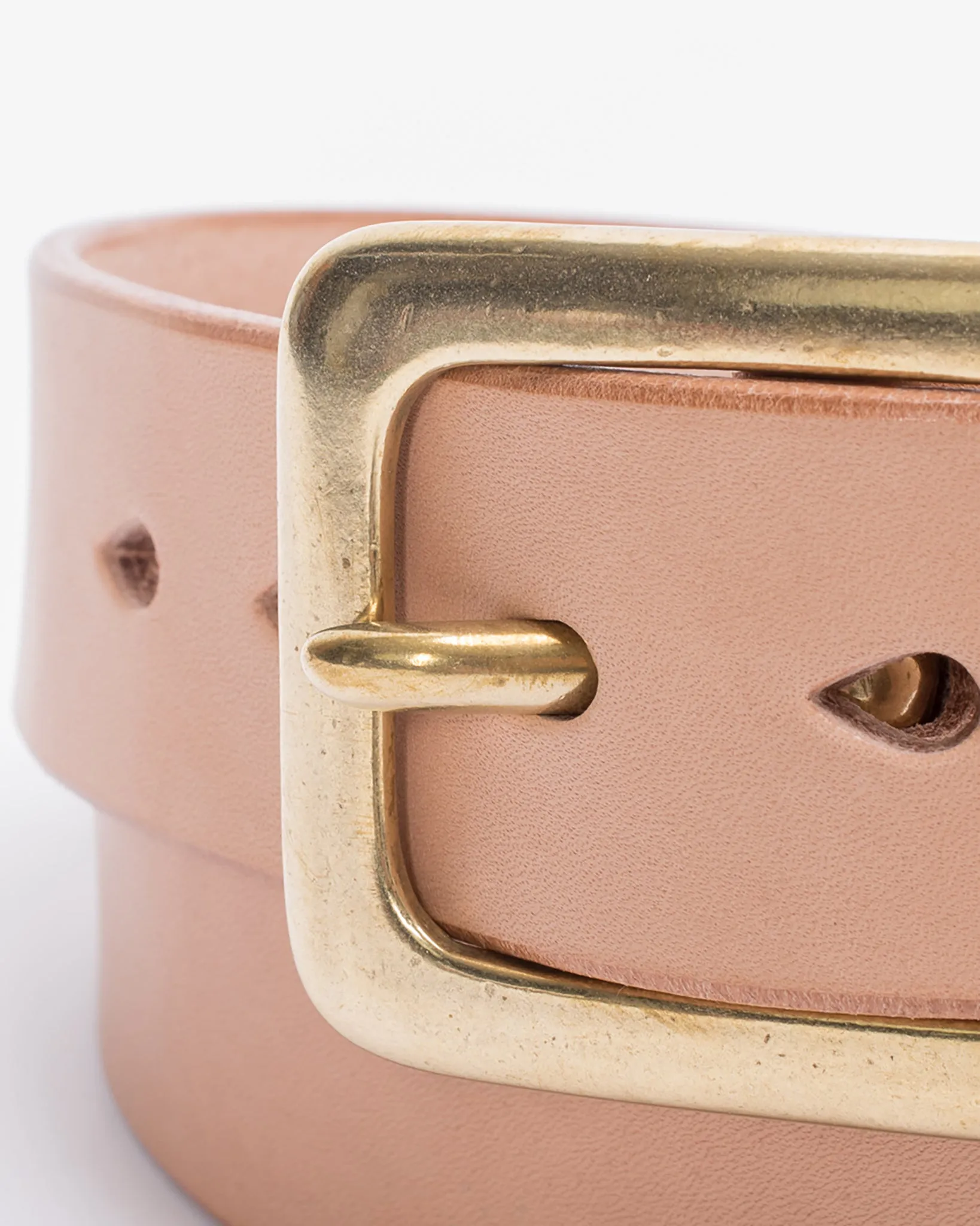 Heavy Duty "Tochigi" Leather Belt with Brass Garrison Buckle - Natural sold by Iron Heart product image thumbnail 2