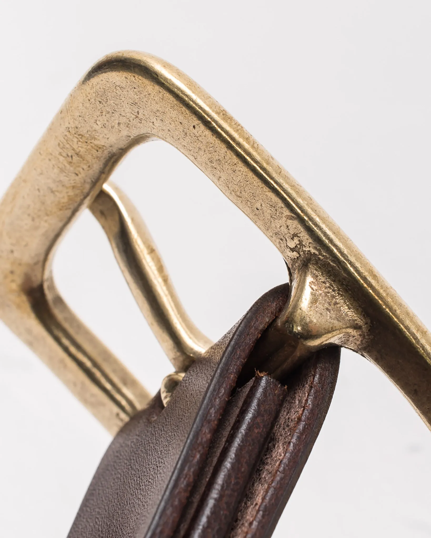 Heavy Duty "Tochigi" Leather Belt with Brass Garrison Buckle - Brown sold by Iron Heart product image thumbnail 5