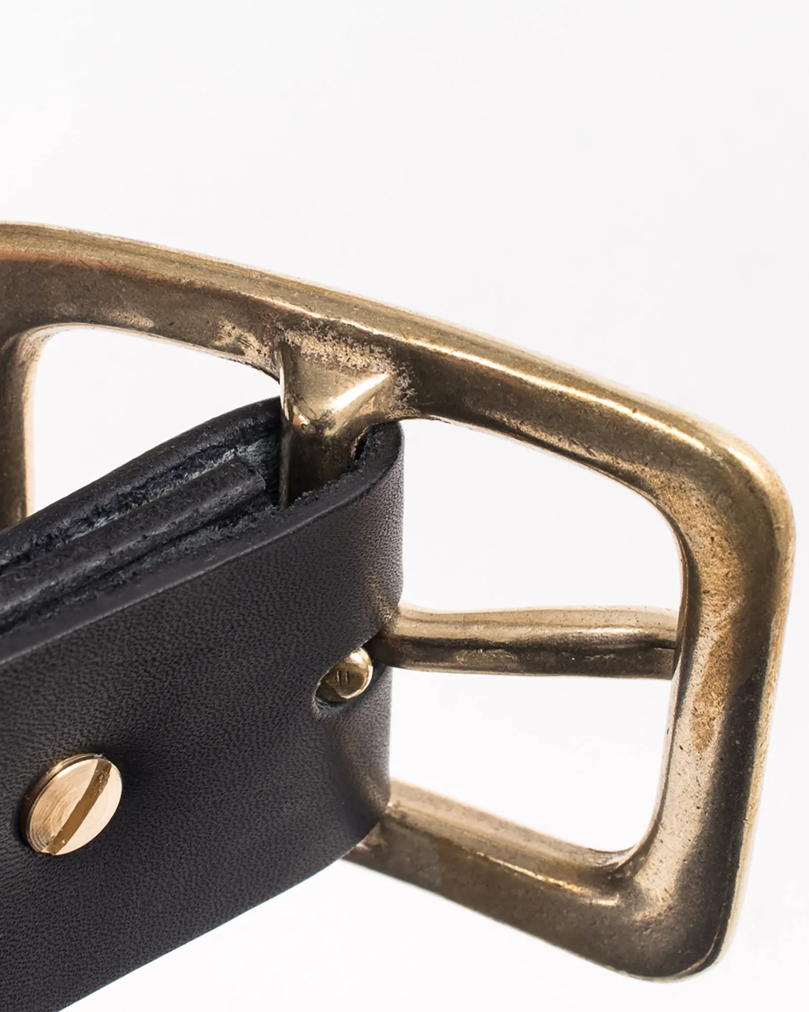 Heavy Duty "Tochigi" Leather Belt with Brass Garrison Buckle - Black sold by Iron Heart product image thumbnail 5