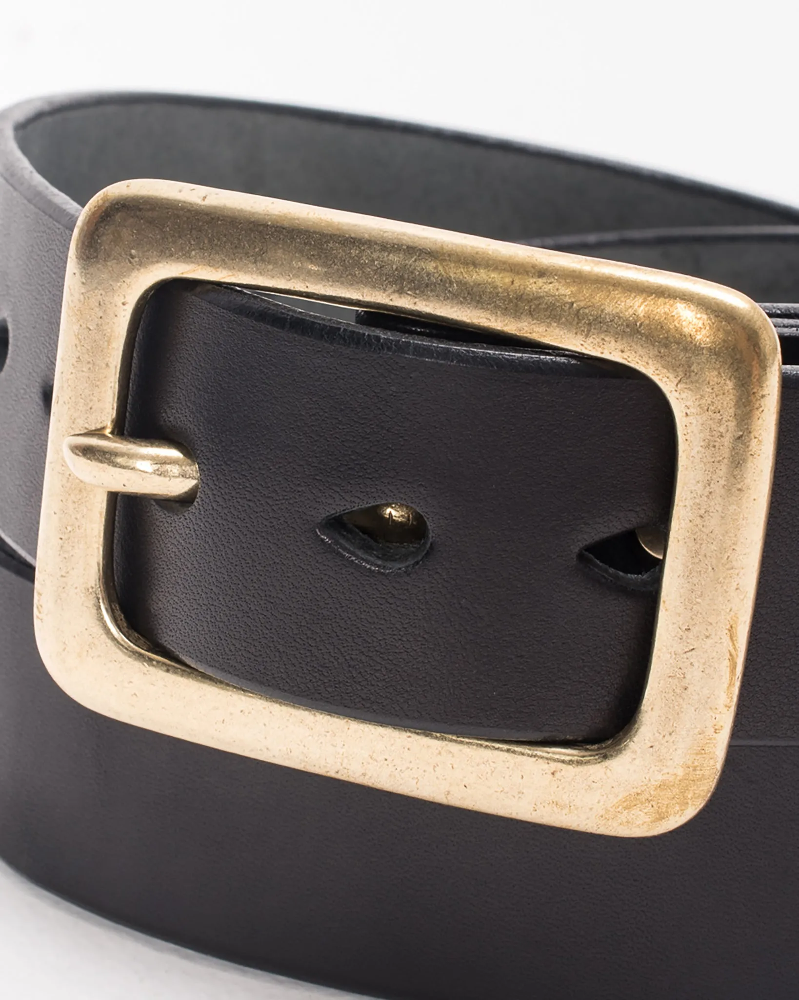 Heavy Duty "Tochigi" Leather Belt with Brass Garrison Buckle - Black sold by Iron Heart product image thumbnail 2