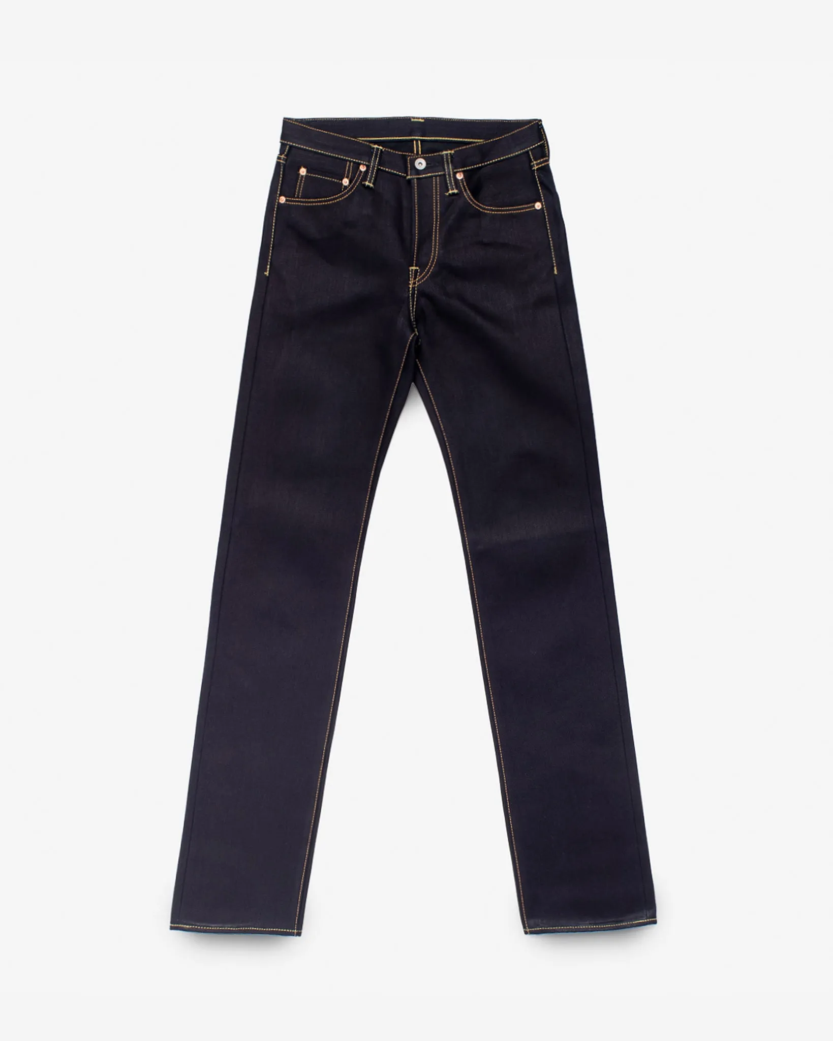 25oz Selvedge Denim Slim Straight Cut Jeans - Indigo/Black sold by Iron Heart