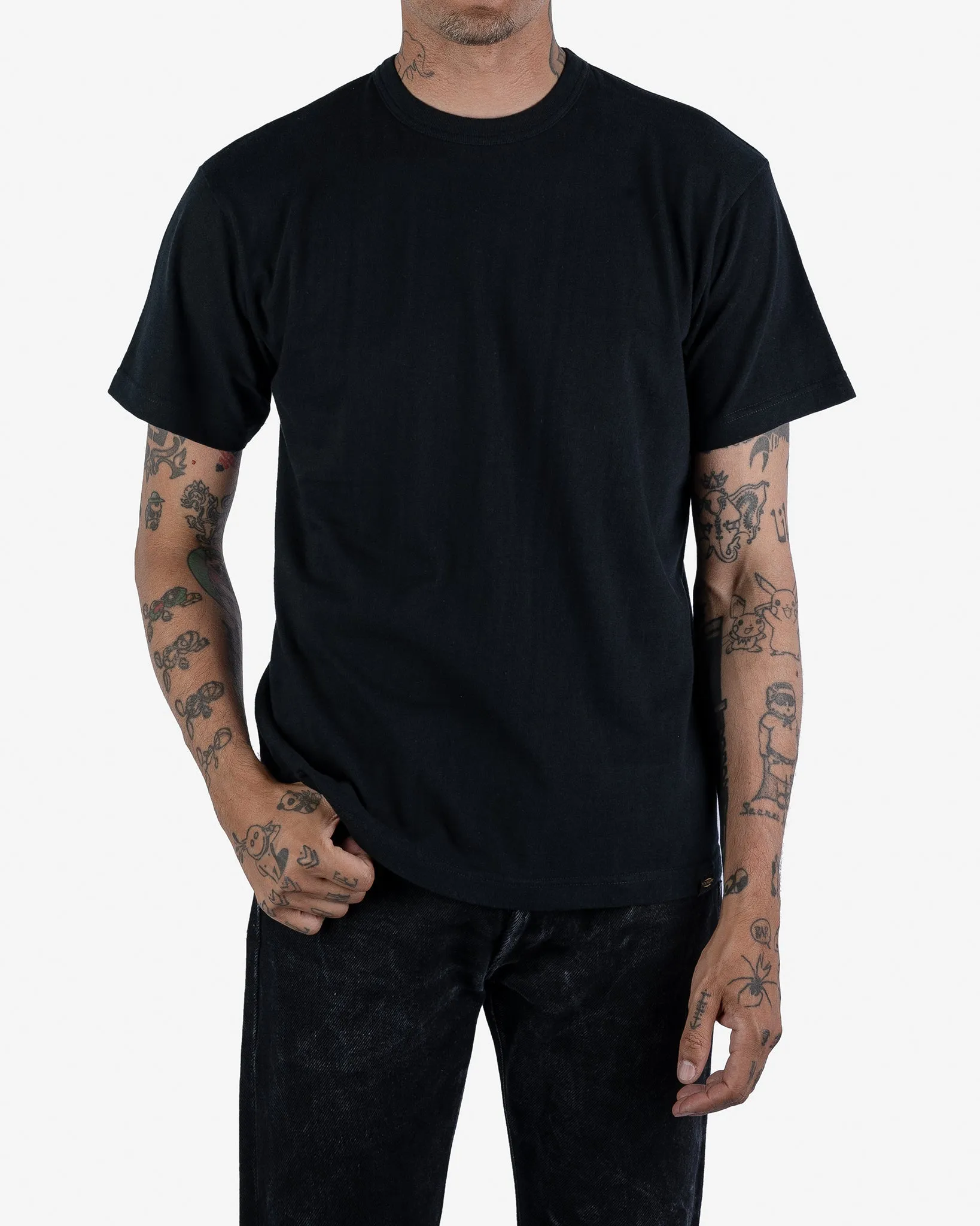 6.5oz Loopwheel Crew Neck T-Shirt with longer body - Black sold by Iron Heart product image thumbnail 2