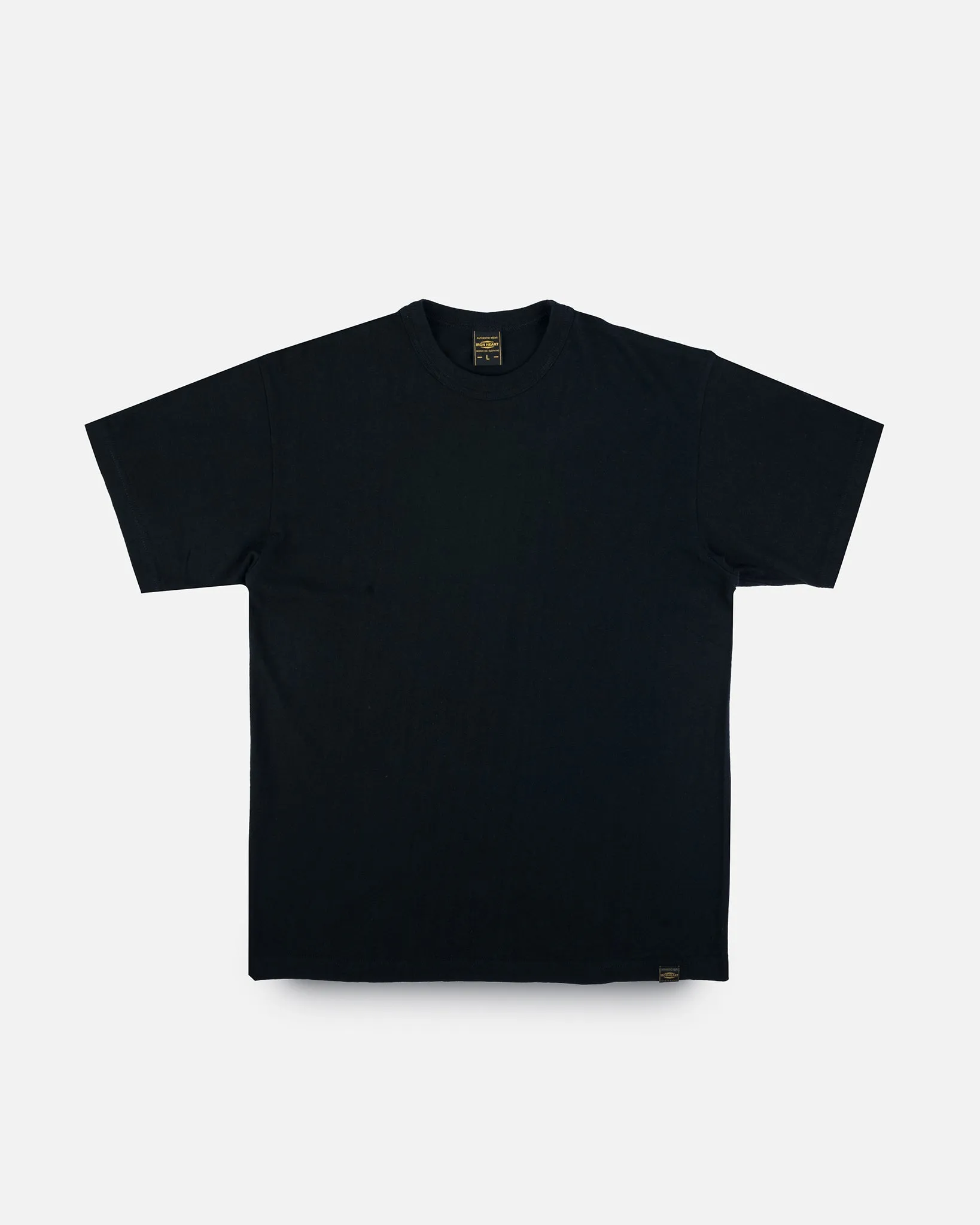 6.5oz Loopwheel Crew Neck T-Shirt with longer body - Black sold by Iron Heart