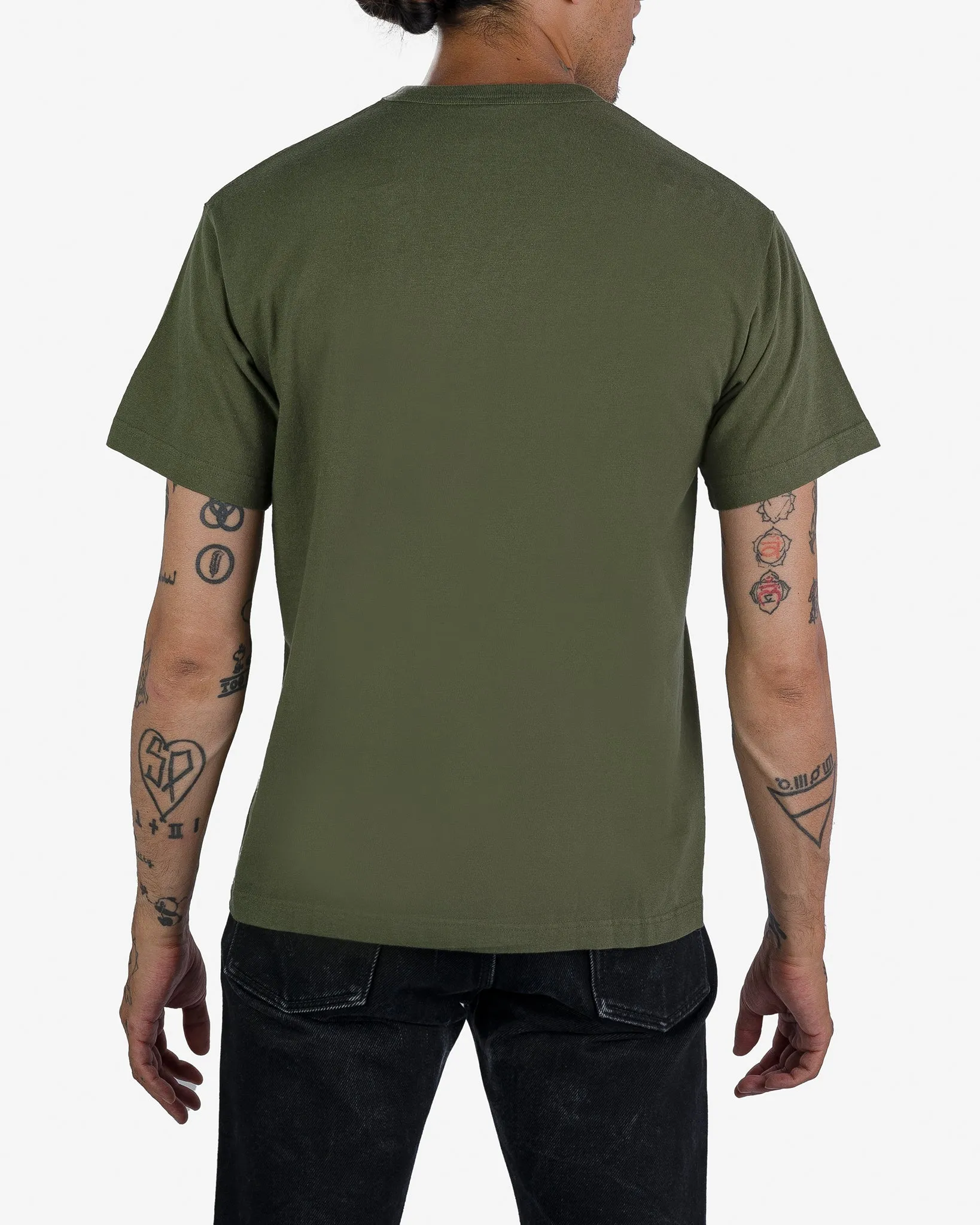 6.5oz Loopwheel Crew Neck T-Shirt with longer body - Olive sold by Iron Heart product image thumbnail 3