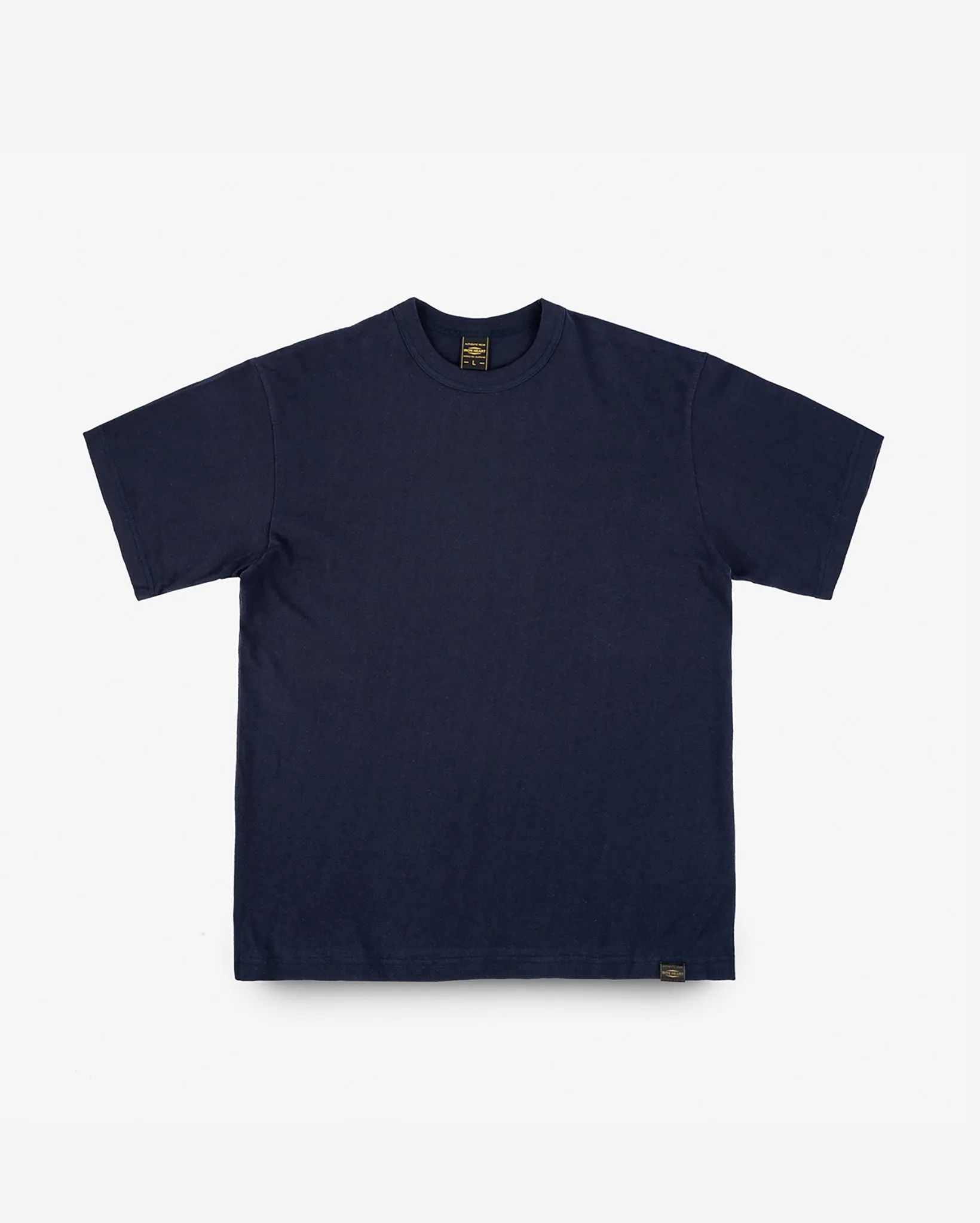 6.5oz Loopwheel Crew Neck T-Shirt with longer body - Navy sold by Iron Heart