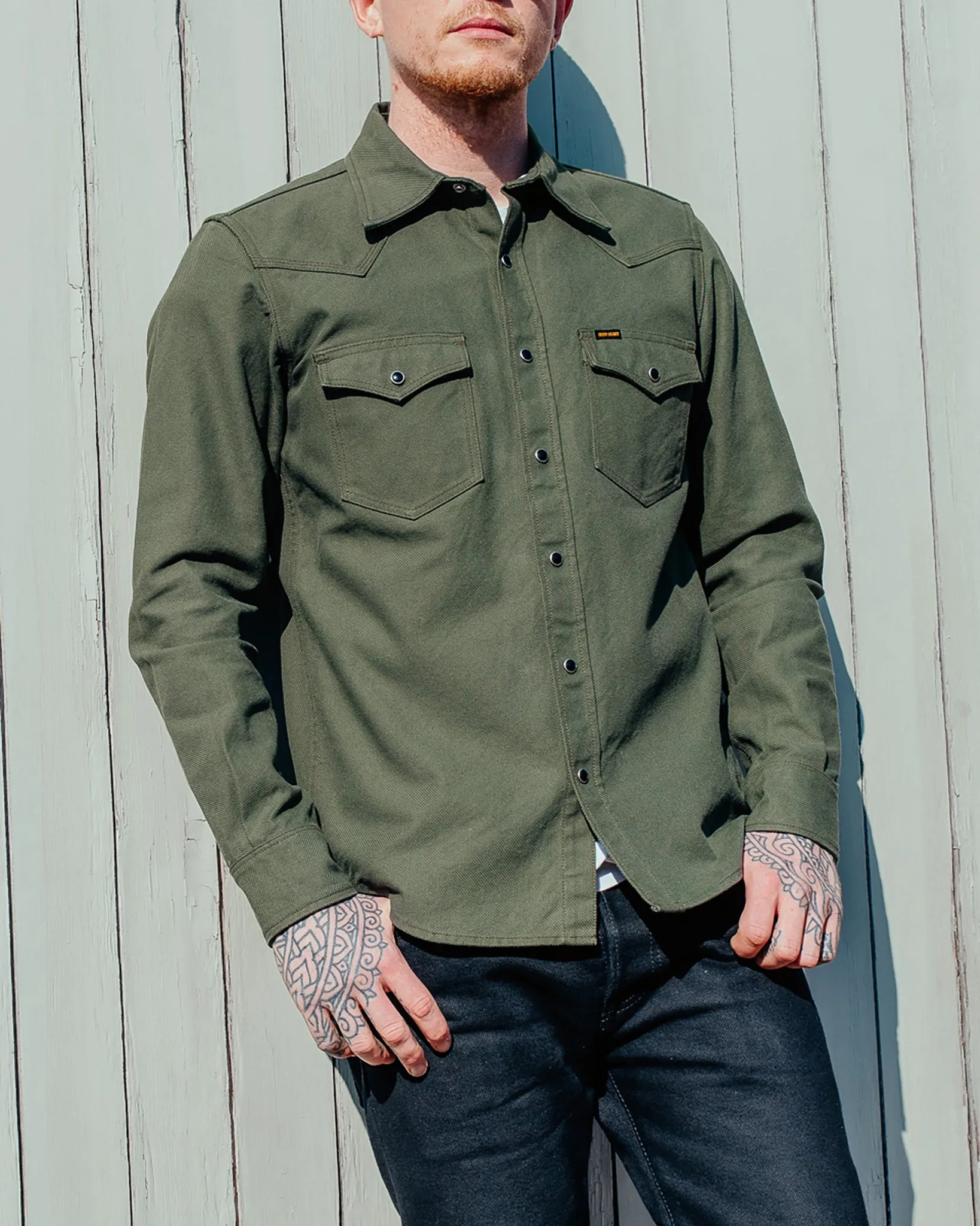13oz Military Serge Western Shirt - Olive Drab Green sold by Iron Heart product image thumbnail 4