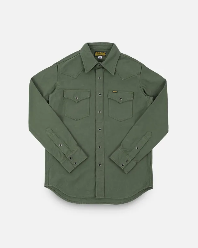 13oz Military Serge Western Shirt - Olive Drab Green sold by Iron Heart