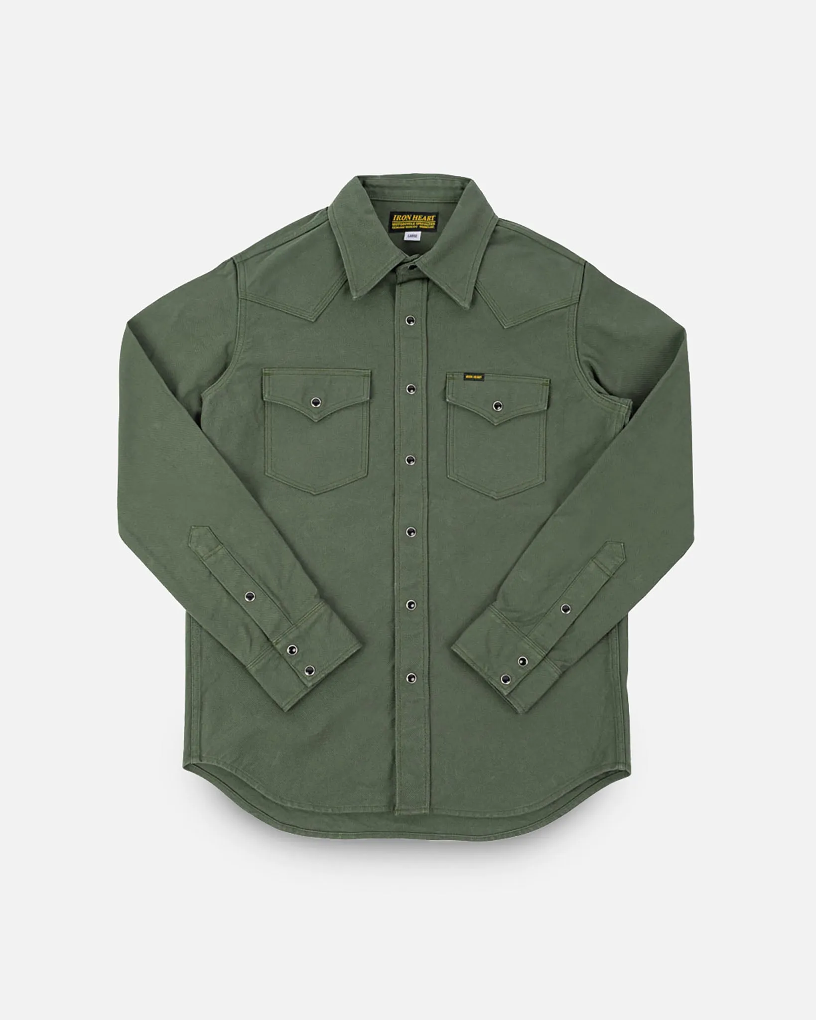 13oz Military Serge Western Shirt - Olive Drab Green sold by Iron Heart