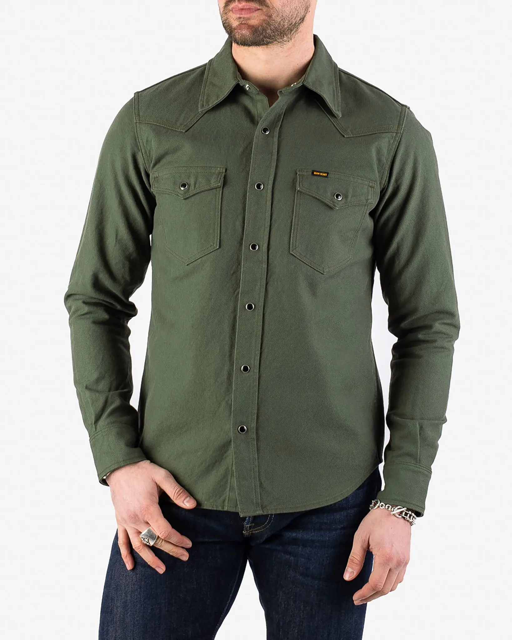13oz Military Serge Western Shirt - Olive Drab Green sold by Iron Heart product image thumbnail 2