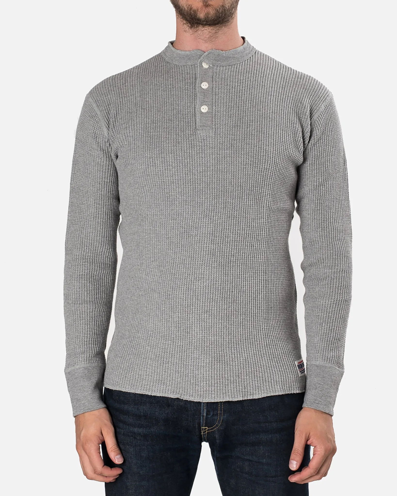 Waffle Knit Long Sleeved Thermal Henley - Grey sold by Iron Heart product image thumbnail 2