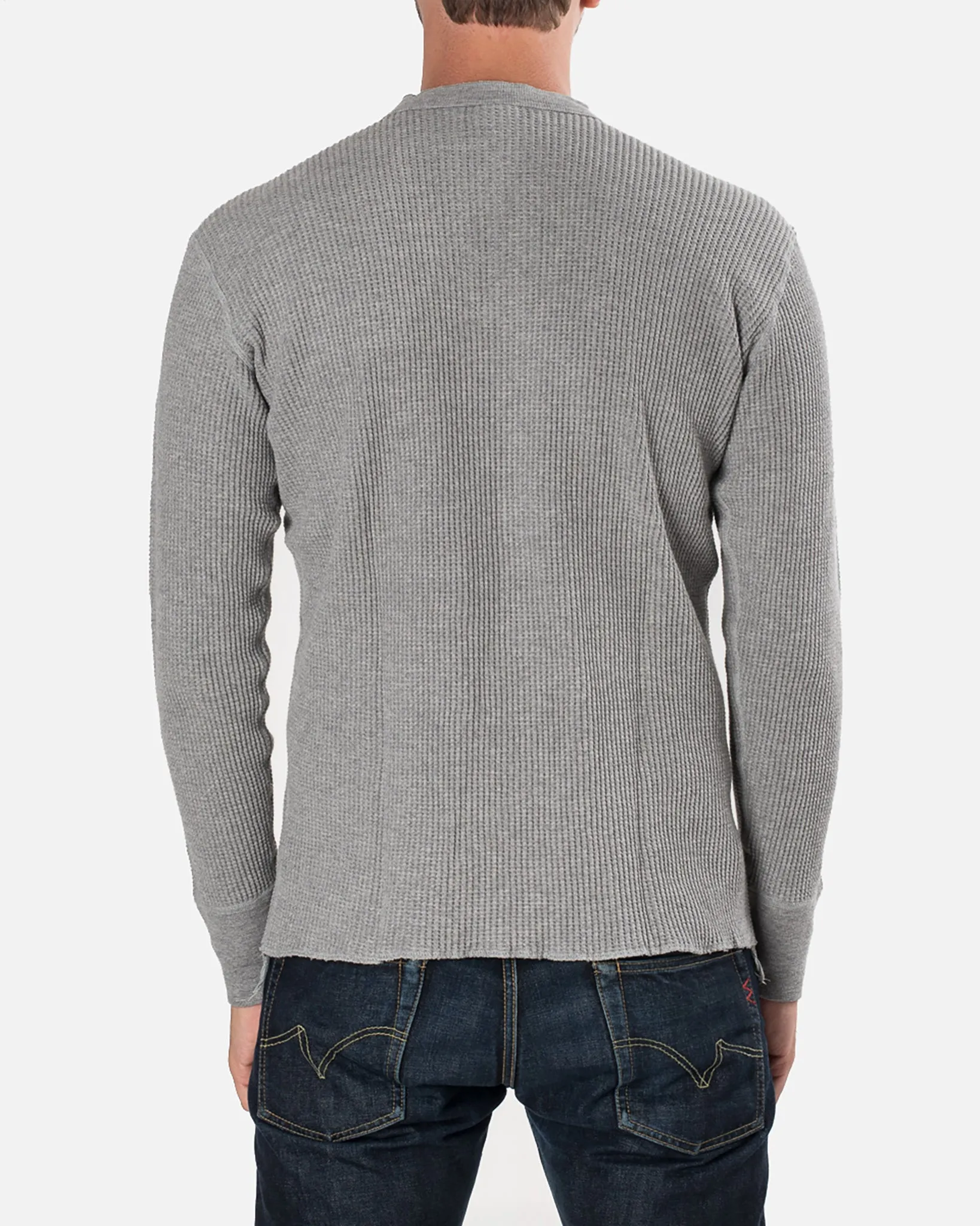 Waffle Knit Long Sleeved Thermal Henley - Grey sold by Iron Heart product image thumbnail 3