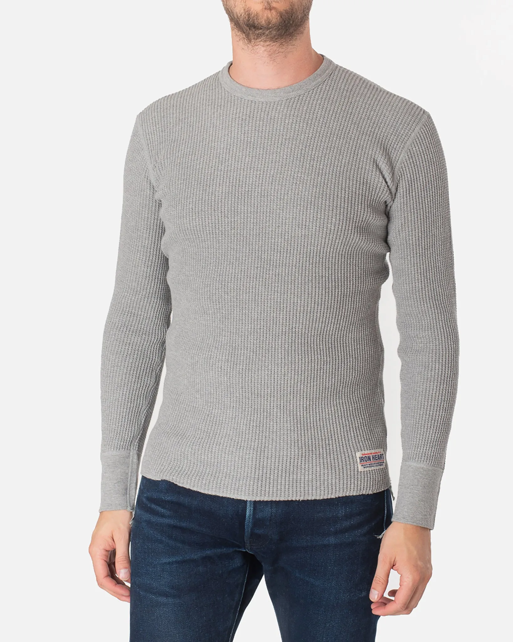 Waffle Knit Long Sleeved Crew Neck Thermal Top - Grey sold by Iron Heart product image thumbnail 2