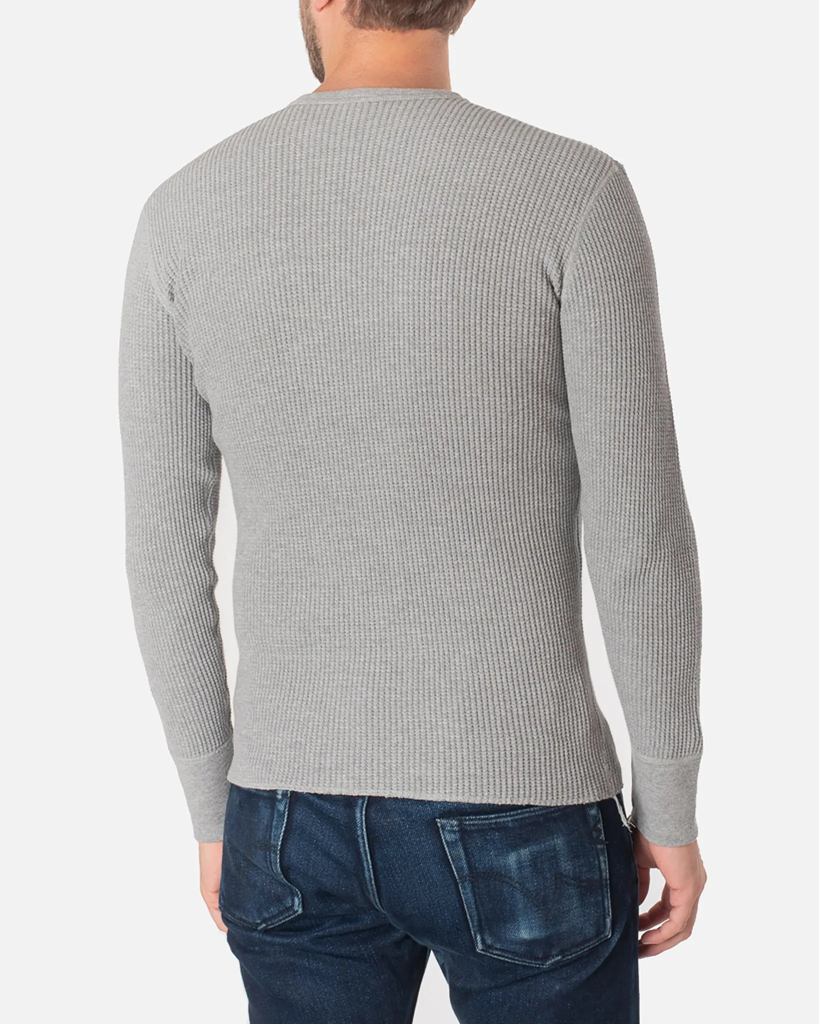 Waffle Knit Long Sleeved Crew Neck Thermal Top - Grey sold by Iron Heart product image thumbnail 3