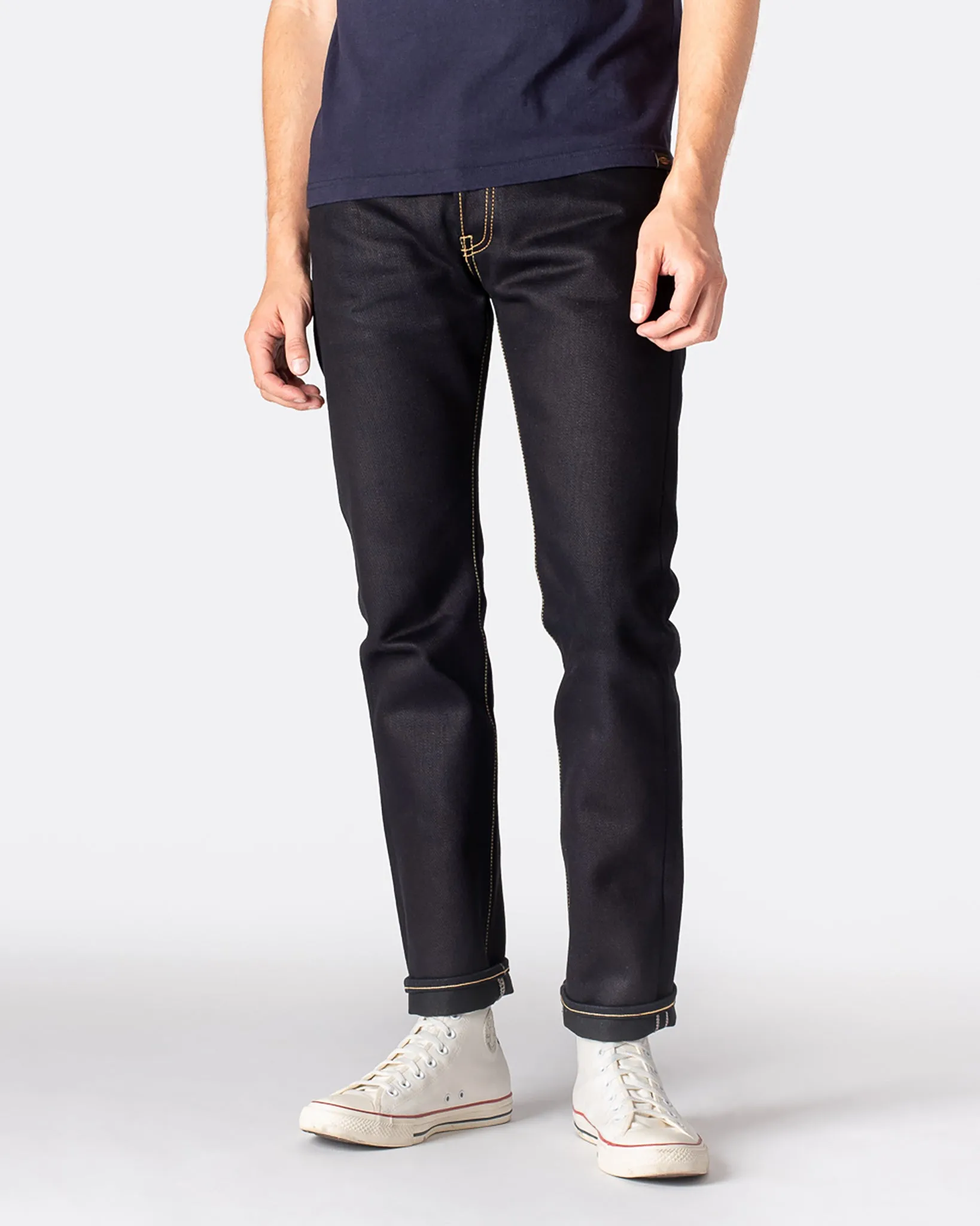 25oz Selvedge Denim Slim Tapered Cut Jeans - Indigo/Black sold by Iron Heart product image thumbnail 2