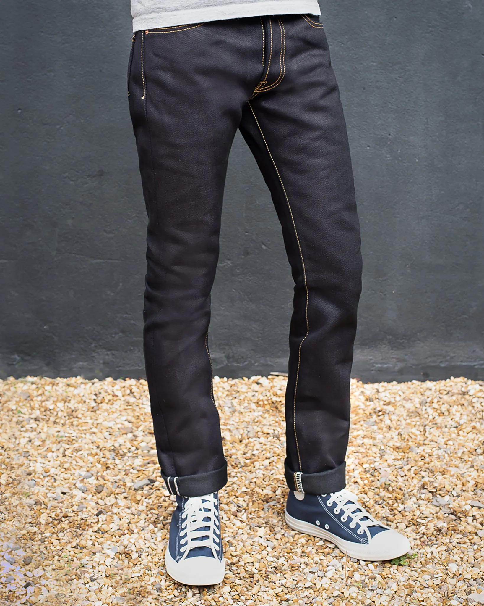 25oz Selvedge Denim Slim Tapered Cut Jeans - Indigo/Black sold by Iron Heart product image thumbnail 4
