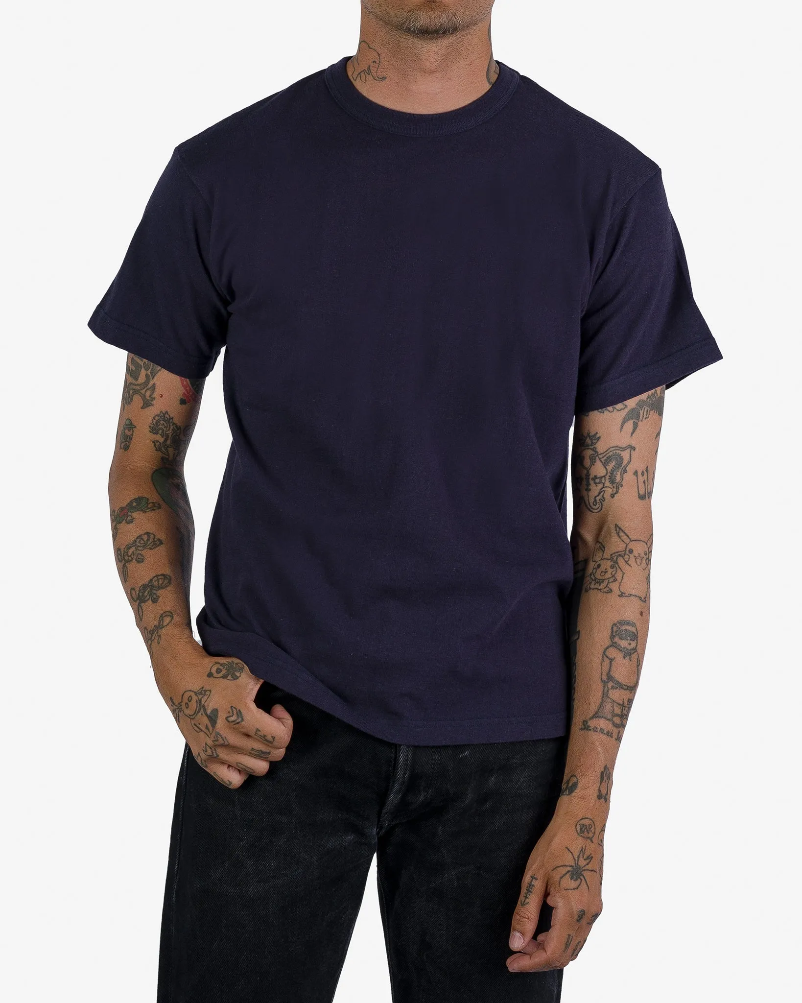 6.5oz Loopwheel Crew Neck T-Shirt - Navy sold by Iron Heart product image thumbnail 2