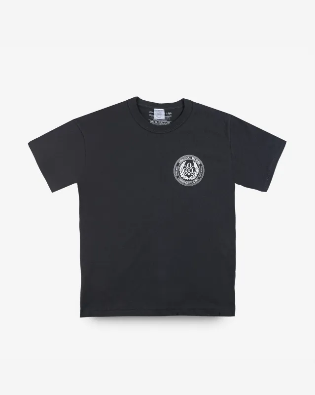 OGL 6.2oz Ringspun T-shirt - Silkscreen Printed 'OGL Logo' - Charcoal sold by Iron Heart