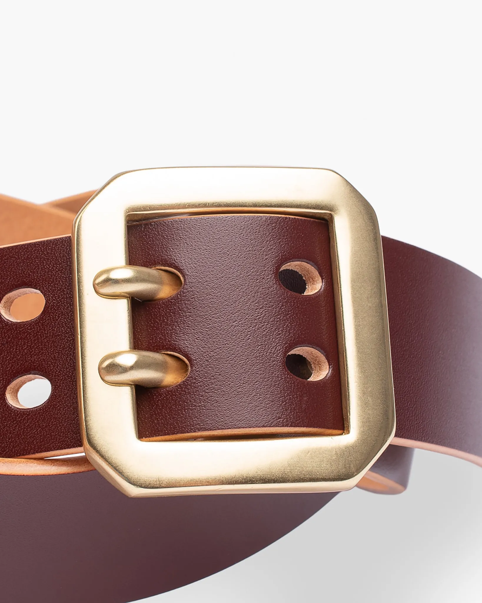 OGL Double Prong Garrison Buckle Leather Belt - Hand-Dyed Brown sold by Iron Heart product image thumbnail 3