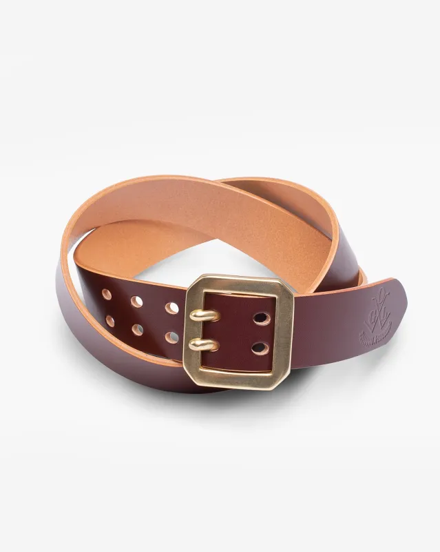 OGL Double Prong Garrison Buckle  Leather Belt - Hand-Dyed Brown sold by Iron Heart