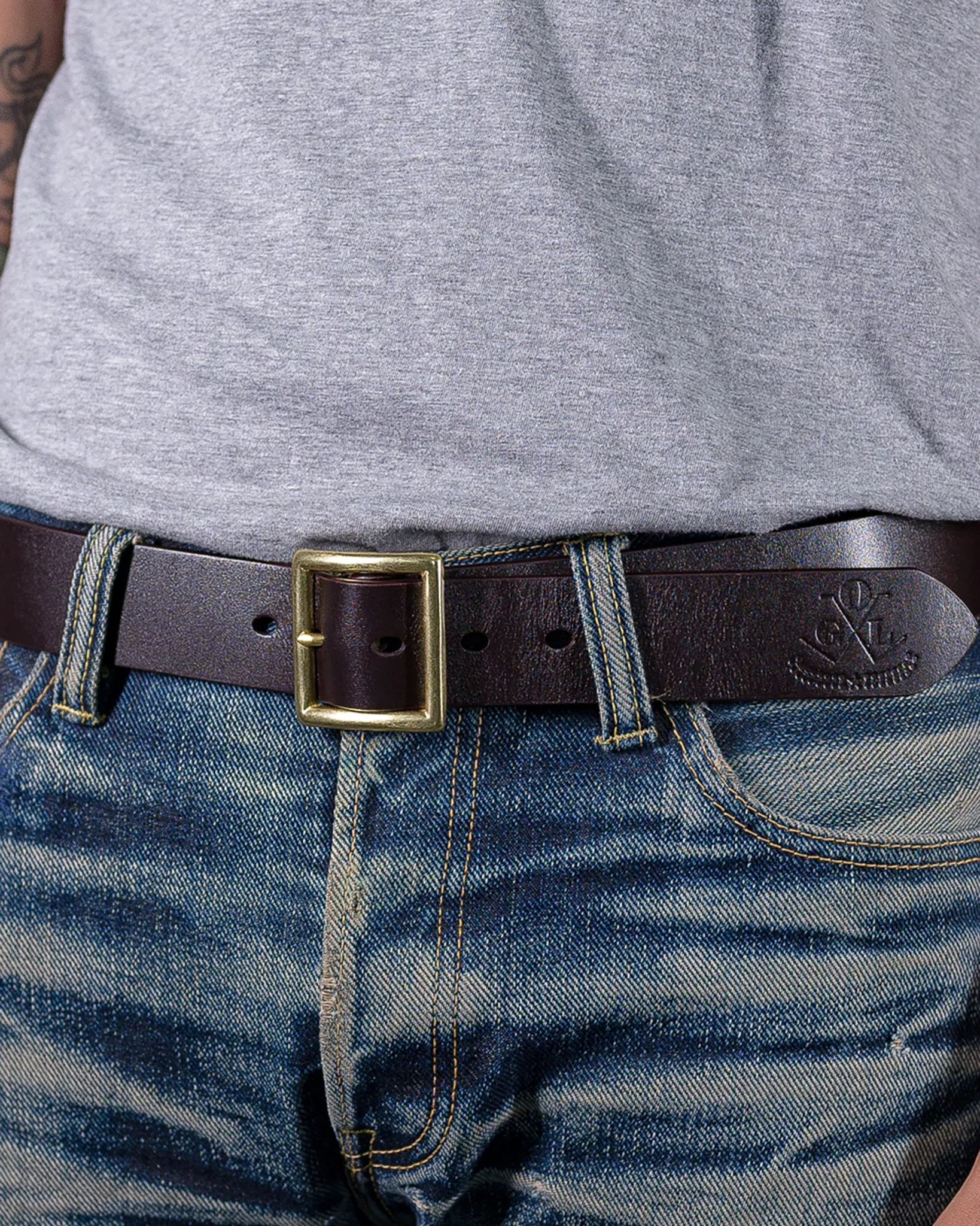 OGL Vintage Buckle Leather Belt - Brown sold by Iron Heart product image thumbnail 2