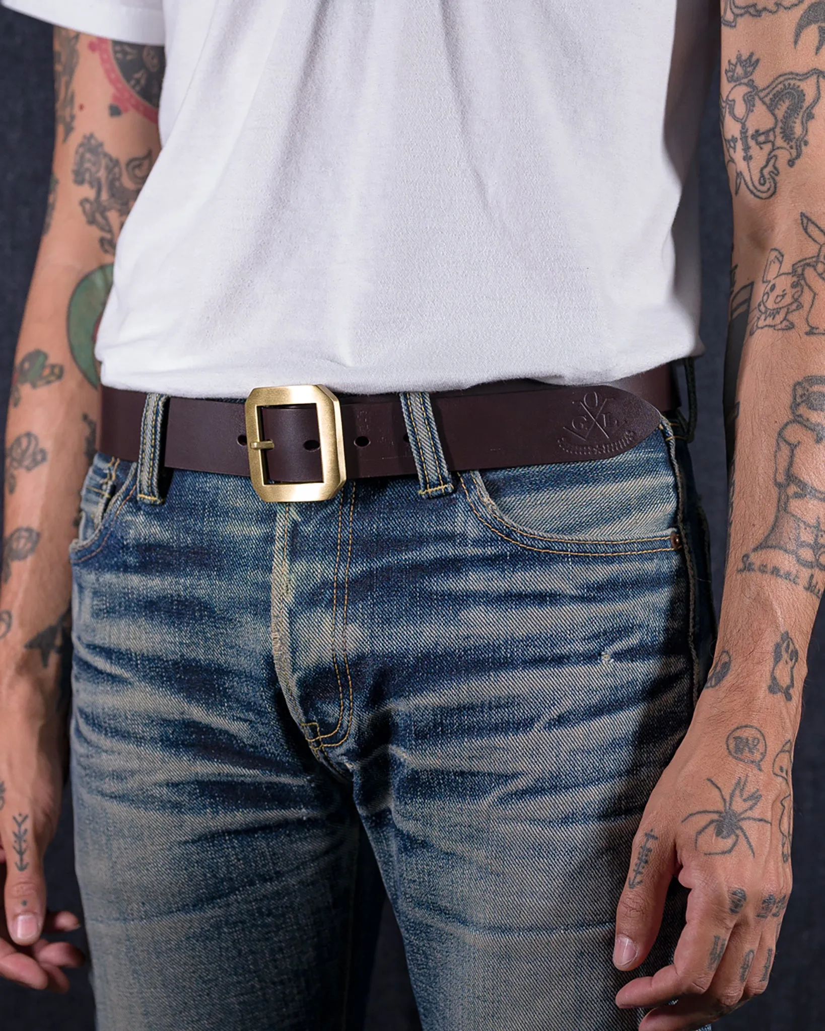 OGL Single Prong Garrison Buckle Leather Belt - Brown sold by Iron Heart product image thumbnail 2