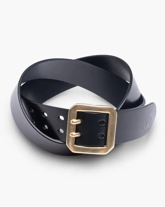 OGL Double Prong Garrison Buckle Leather Belt - Black sold by Iron Heart
