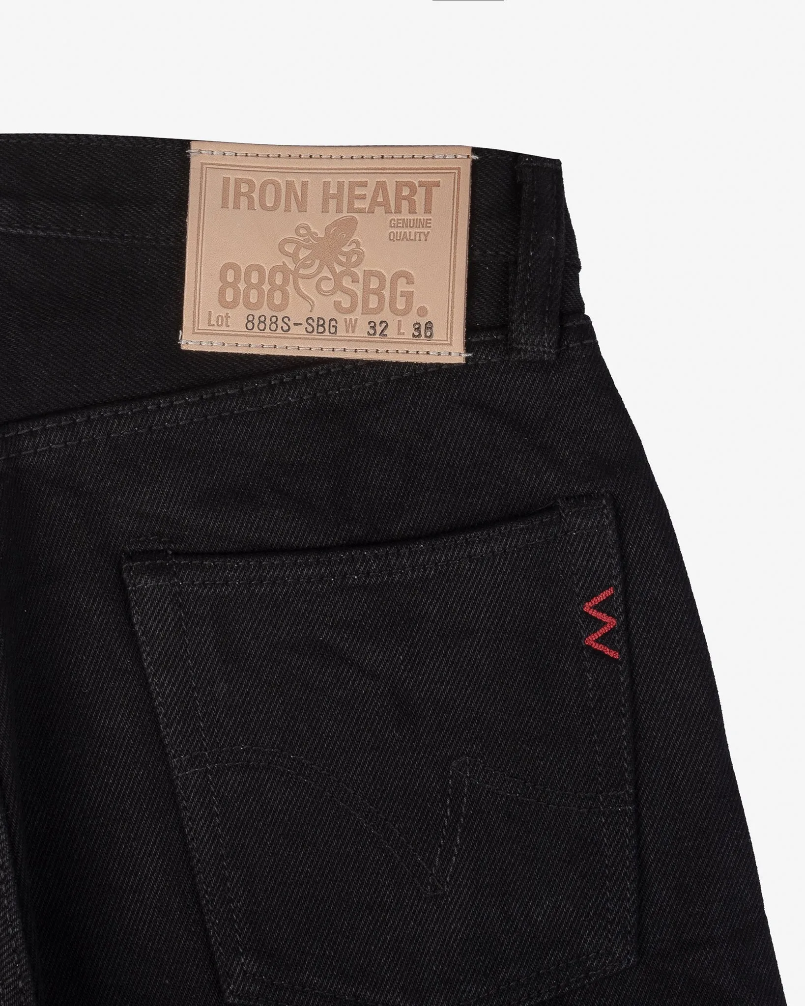 21oz Selvedge Denim Relaxed Tapered Cut Jeans - Superblack (Fades To Grey) sold by Iron Heart product image thumbnail 5
