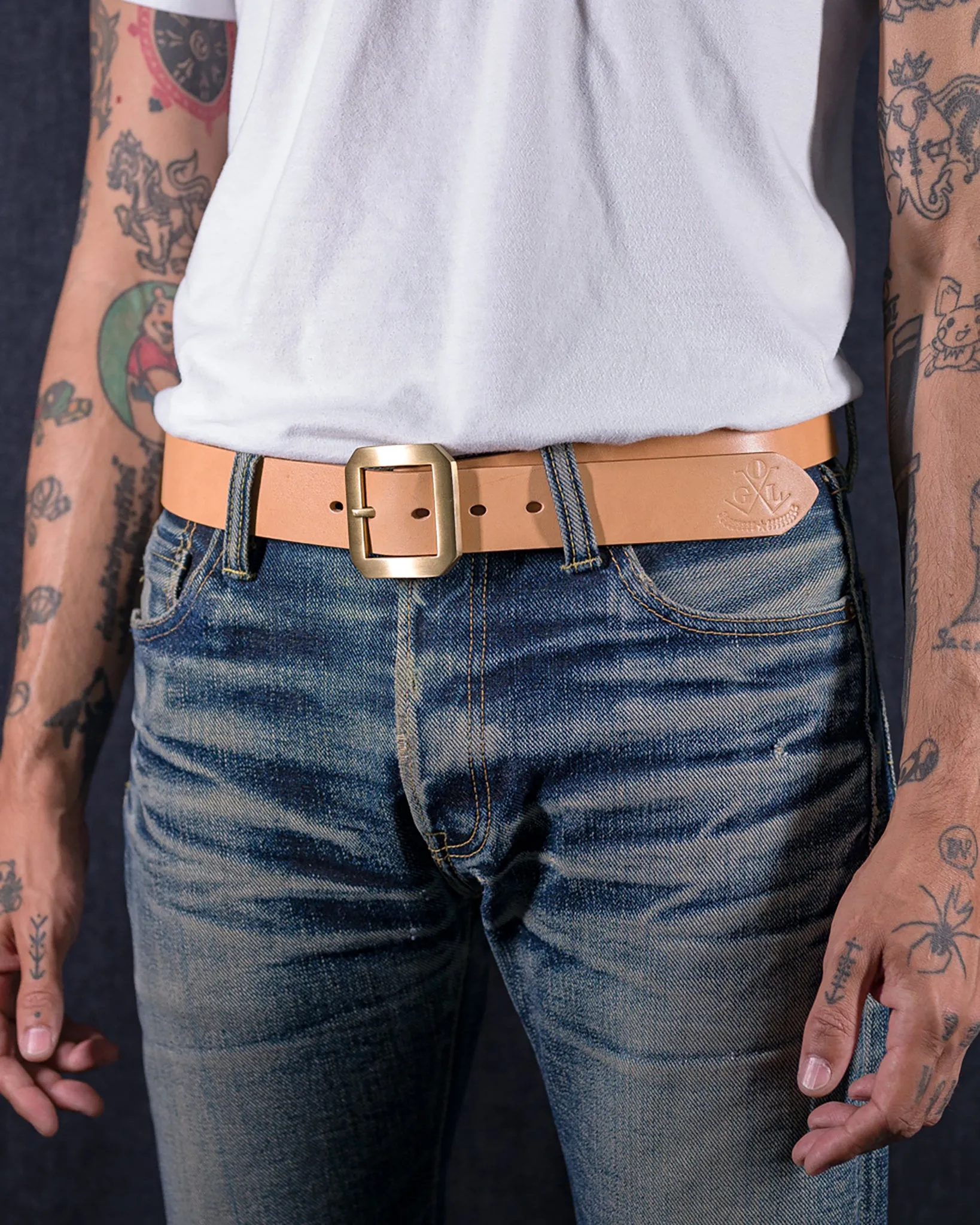 OGL Single Prong Garrison Buckle Leather Belt - Natural sold by Iron Heart product image thumbnail 2