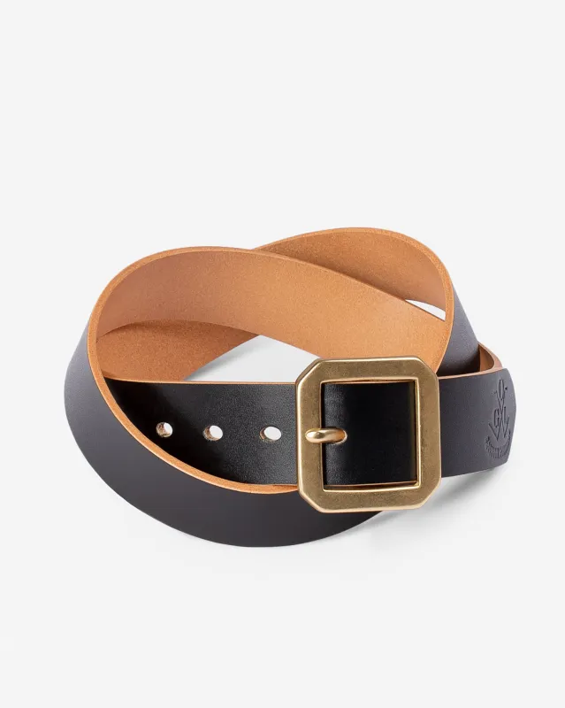 OGL Single Prong Garrison Buckle Leather Belt  - Hand-Dyed Black sold by Iron Heart