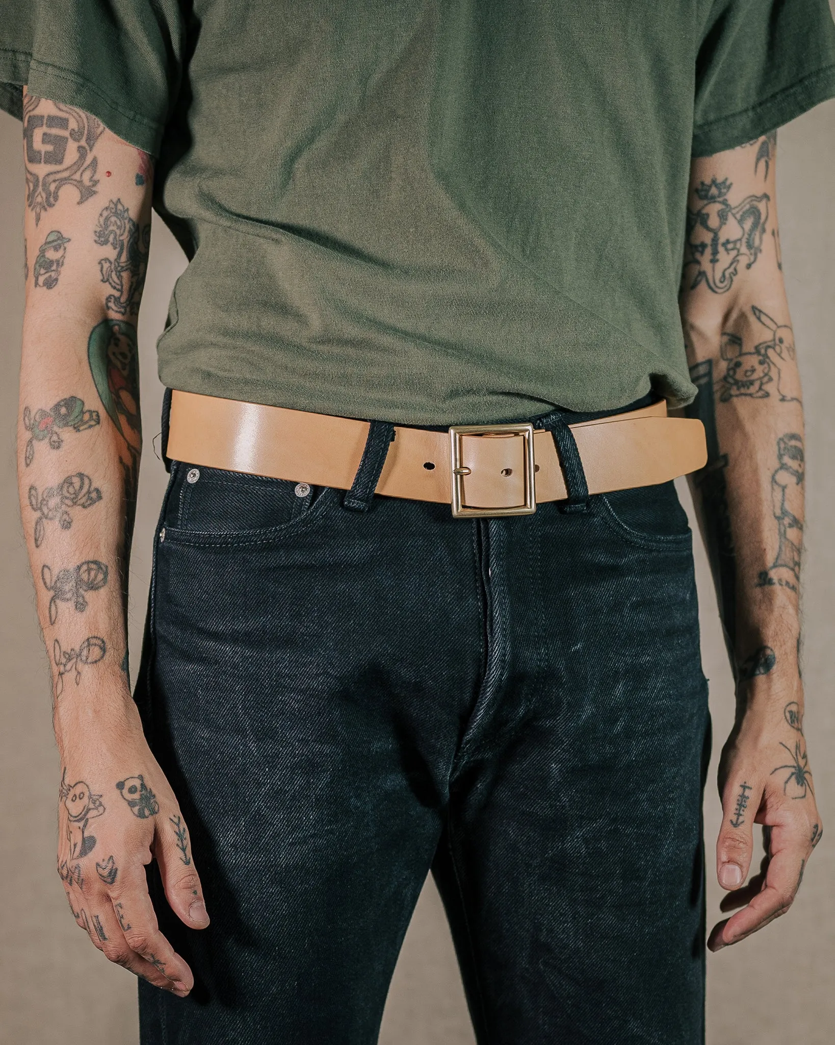 OGL Vintage 1.75" Leather Belt - Natural sold by Iron Heart product image thumbnail 2