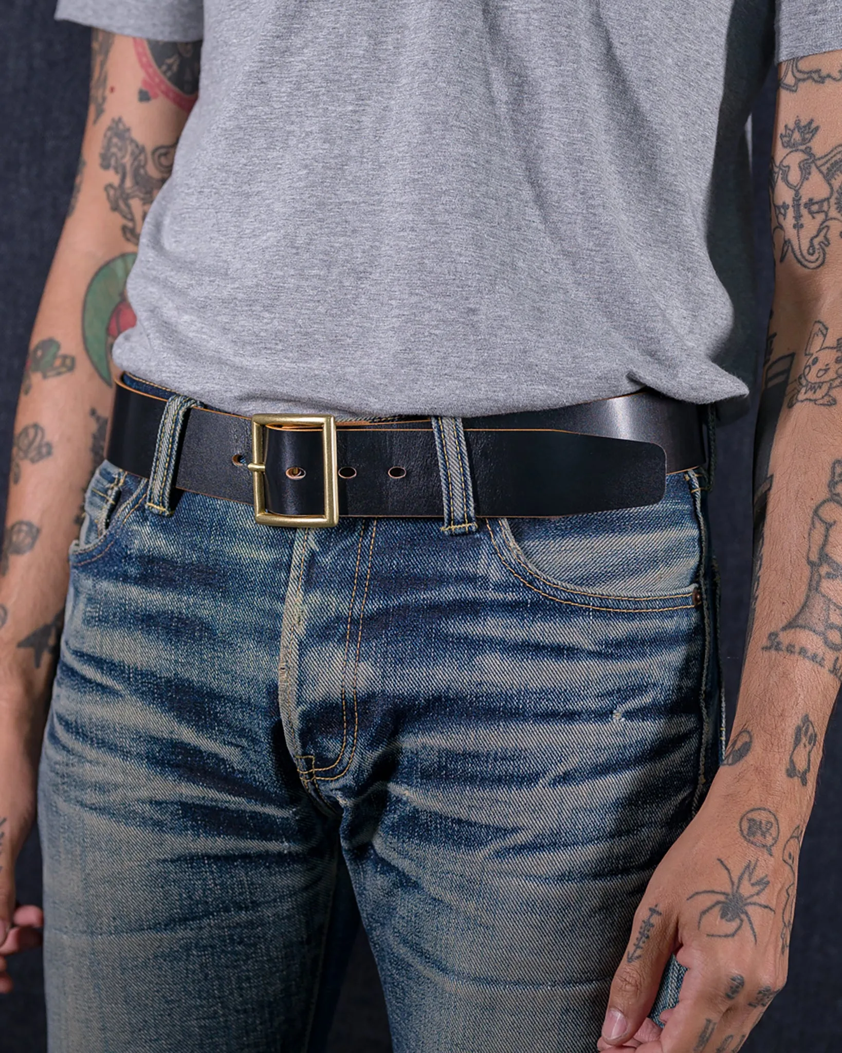 OGL Vintage 1.75" Leather Belt - Hand-Dyed Black sold by Iron Heart product image thumbnail 2