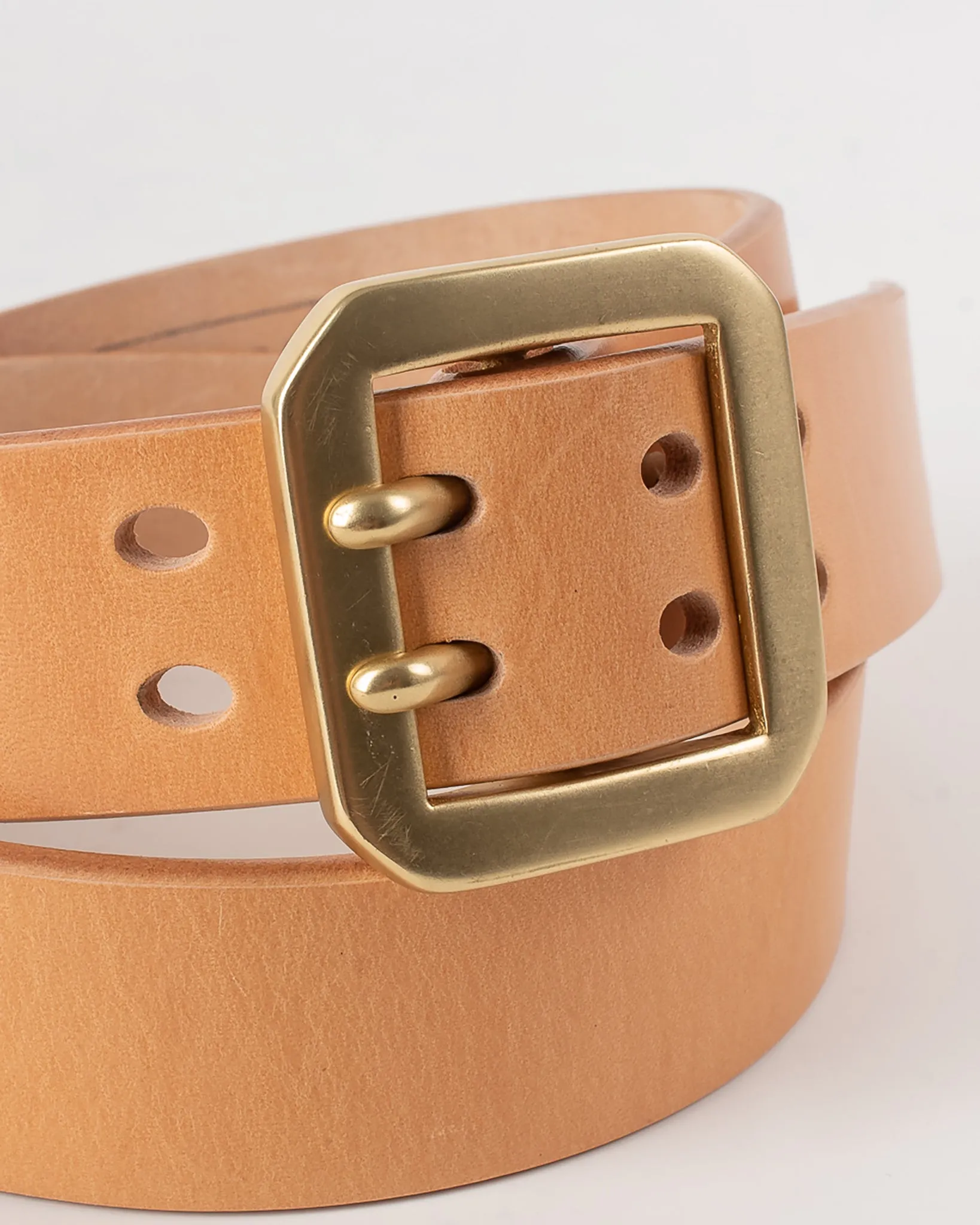 OGL Double Prong Garrison Buckle Leather Belt - Natural sold by Iron Heart product image thumbnail 3