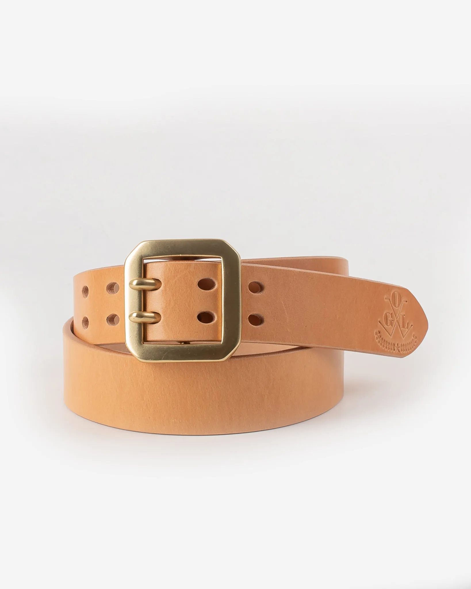 OGL Double Prong Garrison Buckle Leather Belt - Natural sold by Iron Heart