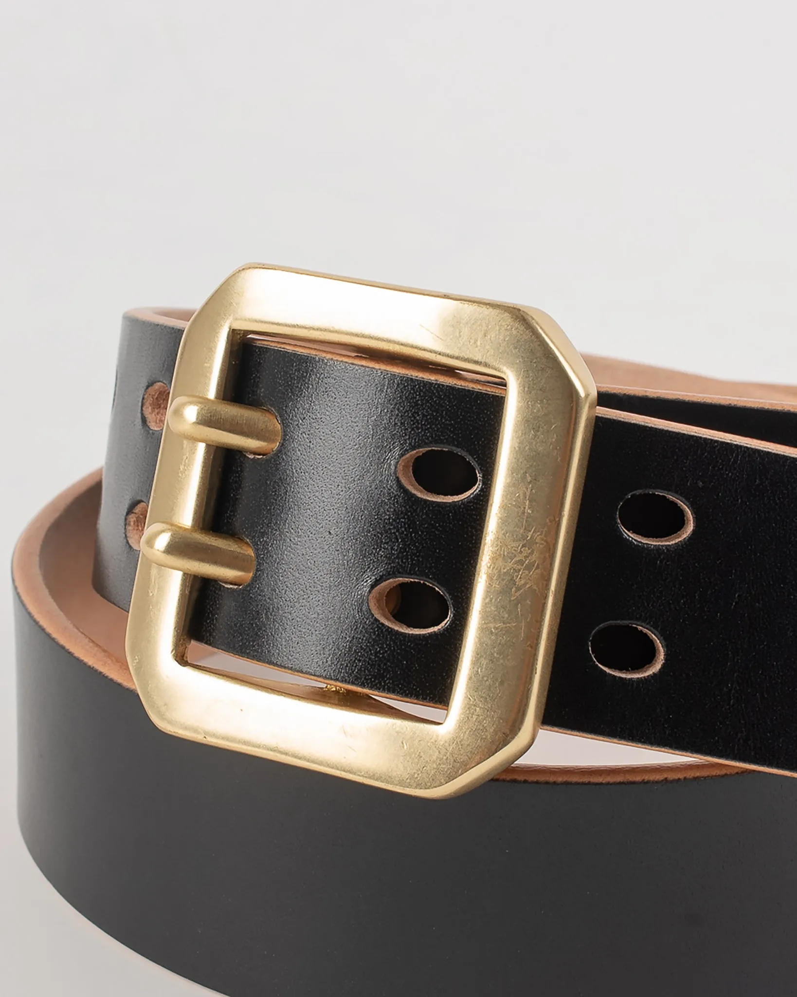 OGL Double Prong Garrison Buckle Leather Belt - Hand-Dyed Black sold by Iron Heart product image thumbnail 3